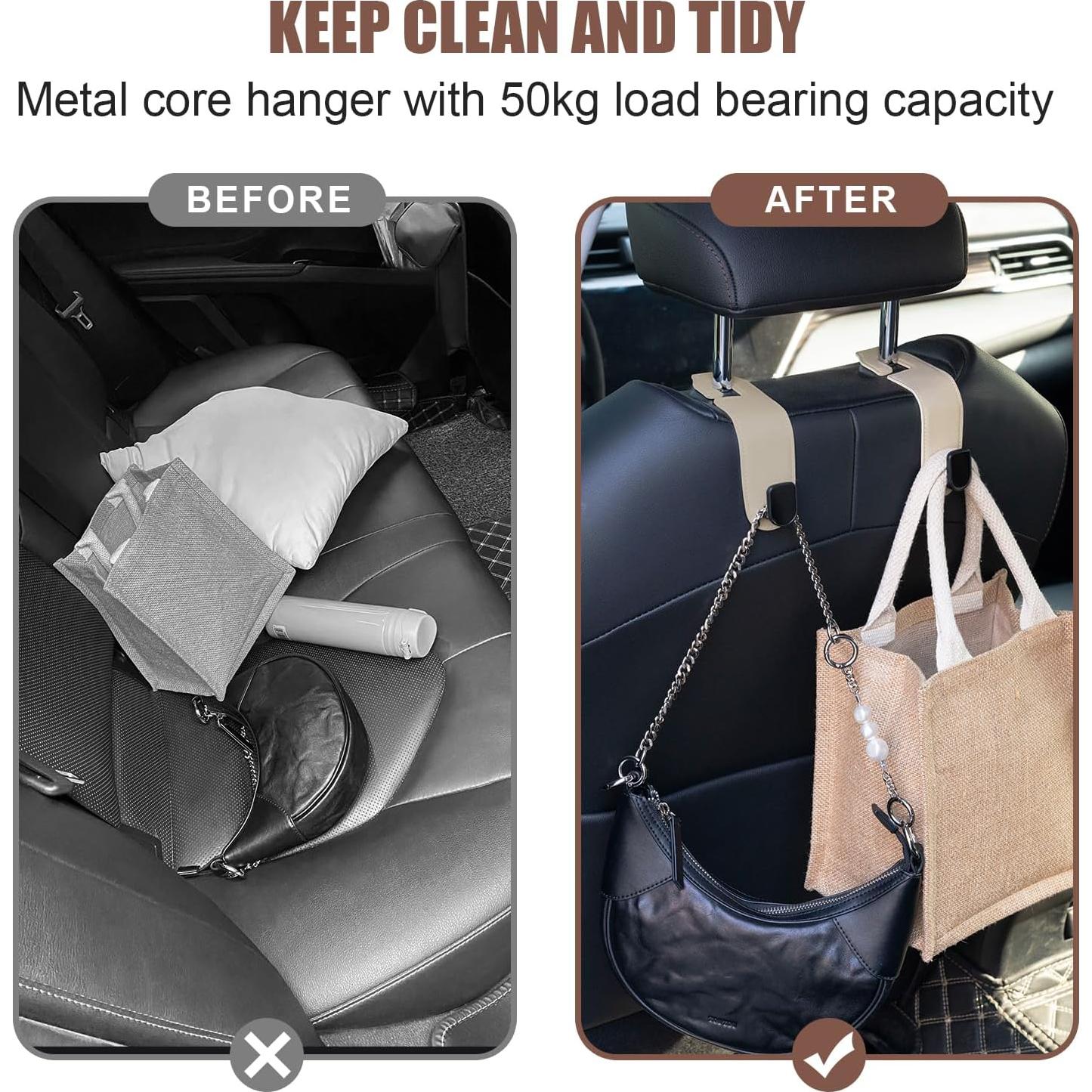 Ganchos de reposacabezas para coche Rislobx - 2 piezas Beige A