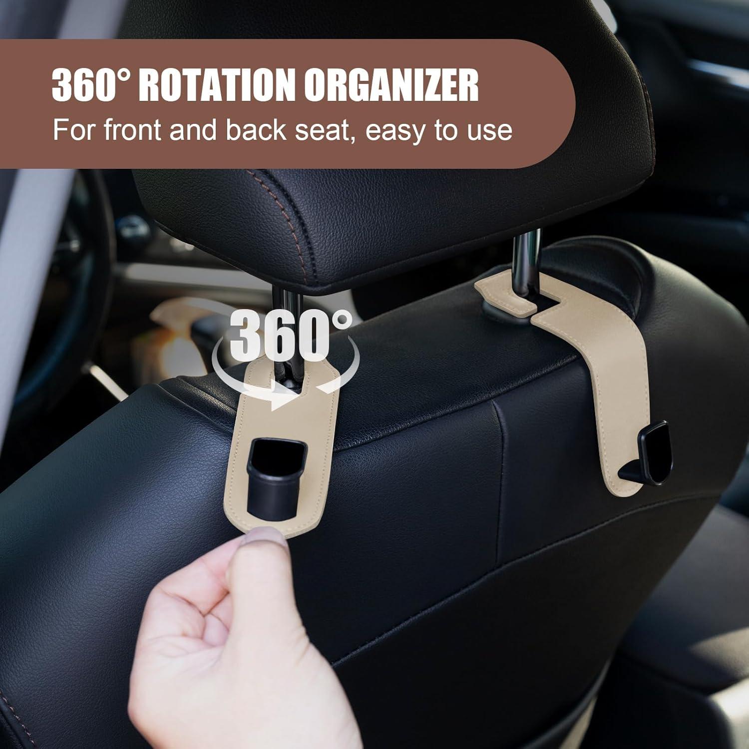 Ganchos de reposacabezas para coche Rislobx - 2 piezas Beige A