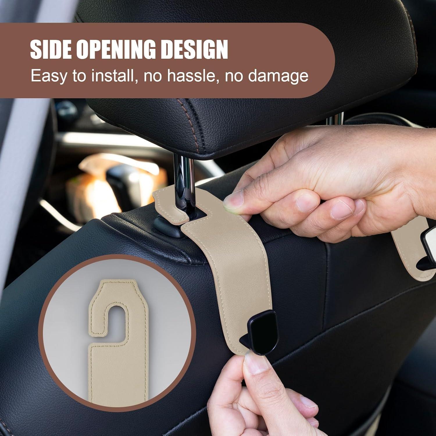 Ganchos de reposacabezas para coche Rislobx - 2 piezas Beige A