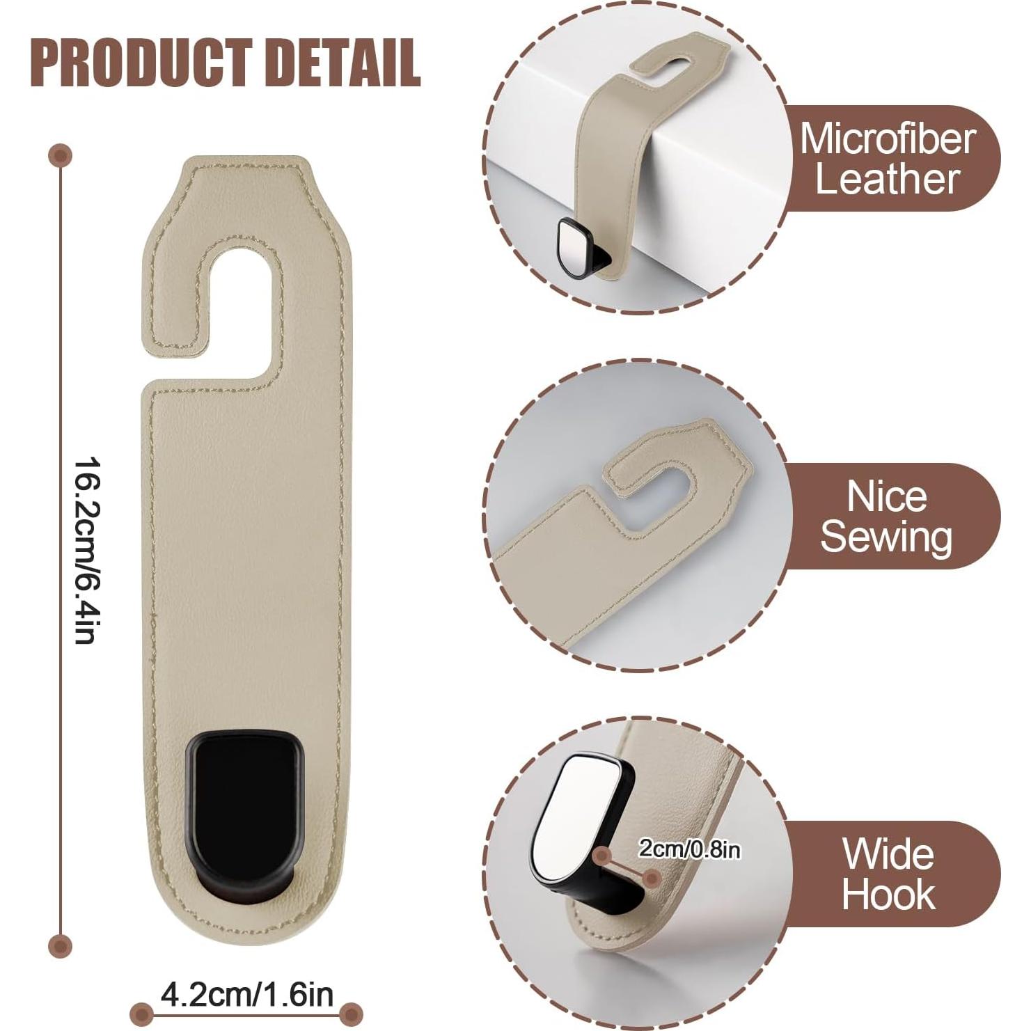 Ganchos de reposacabezas para coche Rislobx - 2 piezas Beige A