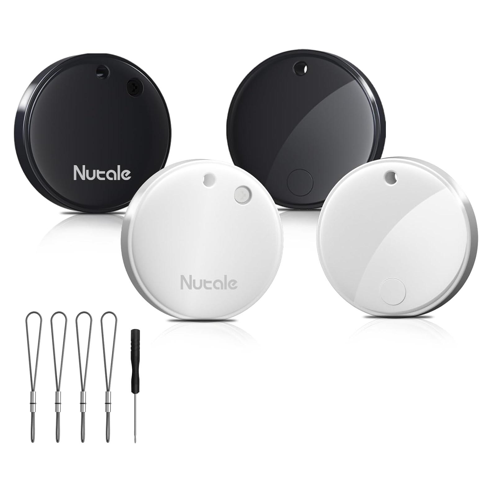 [Apple MFi Certified] Tracker Tags(iOS Only), 5.3 Bluetooth Key Finder and Luggage Tracker for Bag, Wallet, Keys,Replaceable Battery, IP64,80dB, Smart Tags for Apple Find My (2-Black& 2-White)