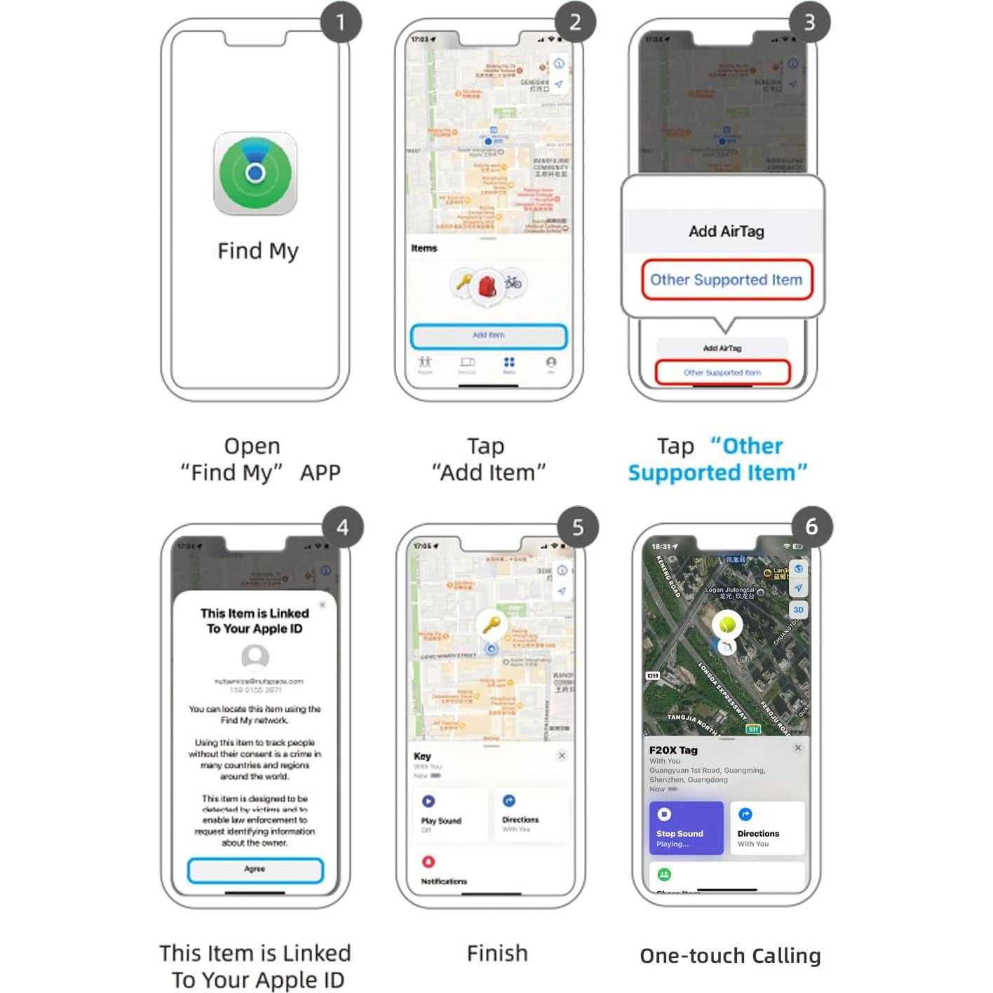 [Apple MFi Certified] Tracker Tags(iOS Only), 5.3 Bluetooth Key Finder and Luggage Tracker for Bag, Wallet, Keys,Replaceable Battery, IP64,80dB, Smart Tags for Apple Find My (2-Black& 2-White)