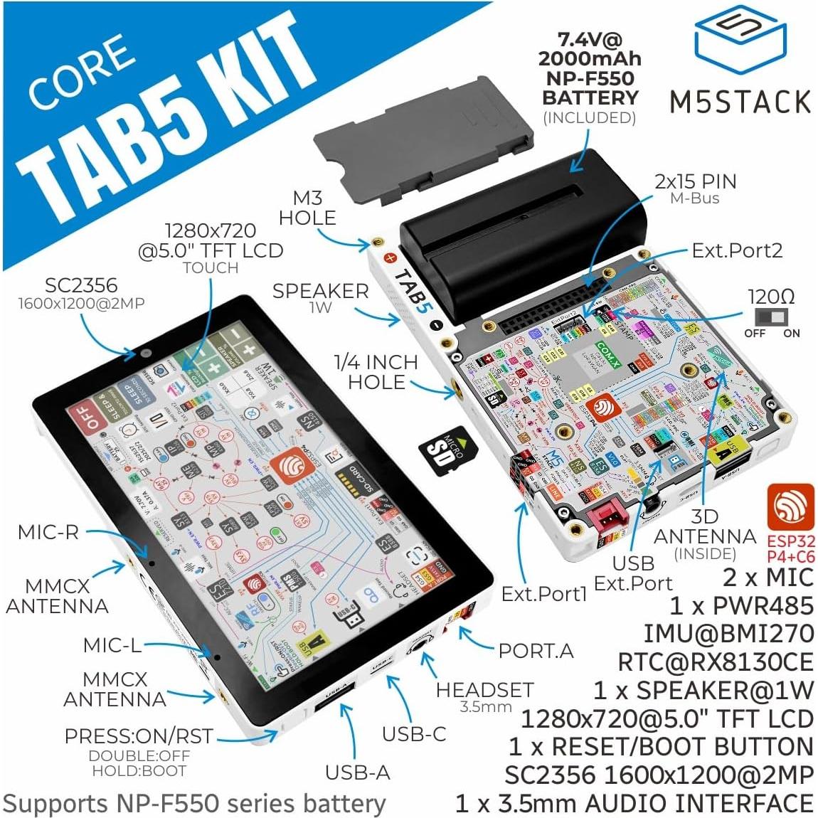 Controlador IoT M5Stack Tab5 ESP32-P4 con Batería Incluida