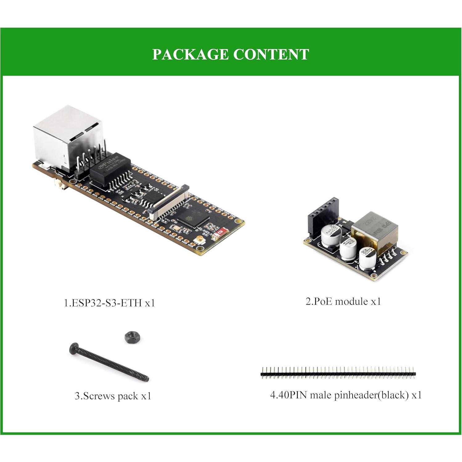 Placa de Desarrollo Ethernet Wonrabai ESP32-S3 con PoE