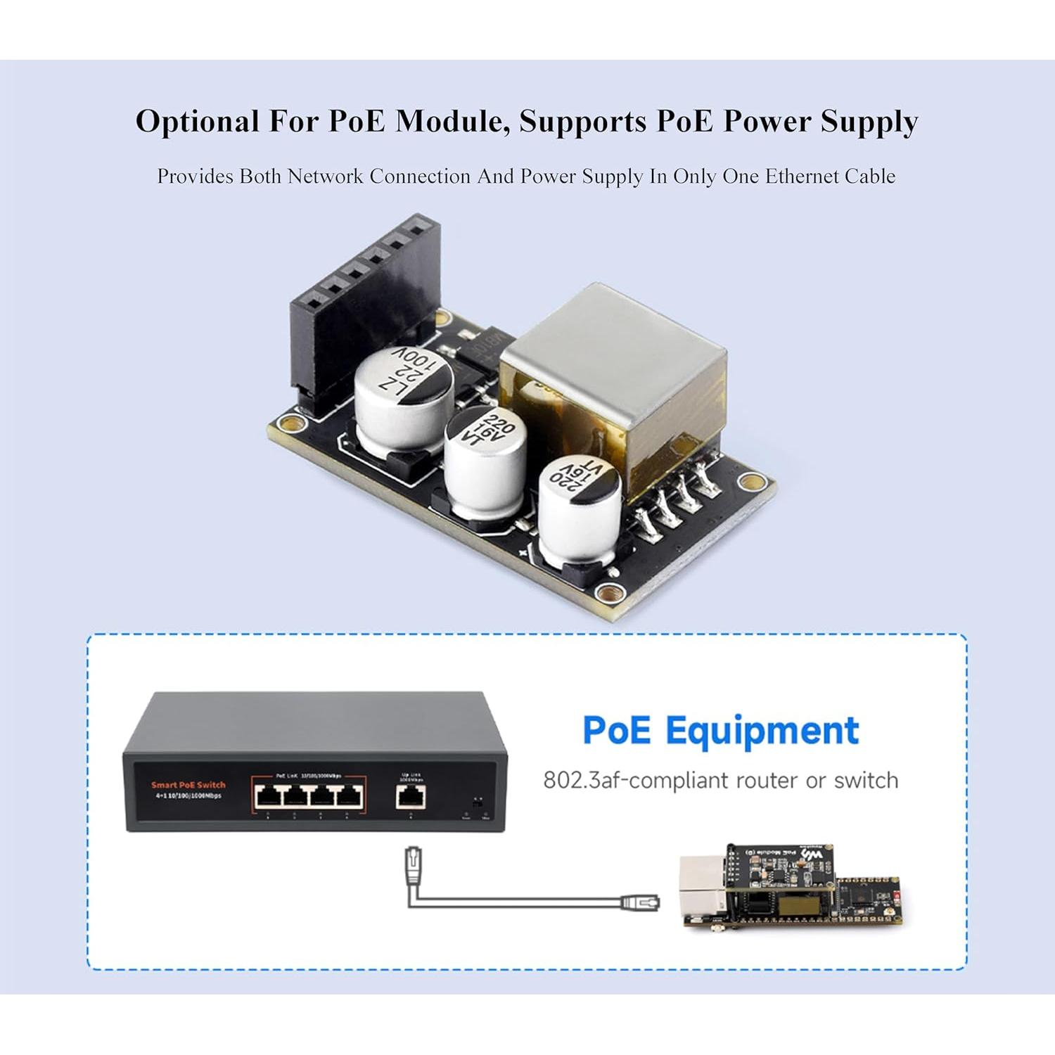 Placa de Desarrollo Ethernet Wonrabai ESP32-S3 con PoE
