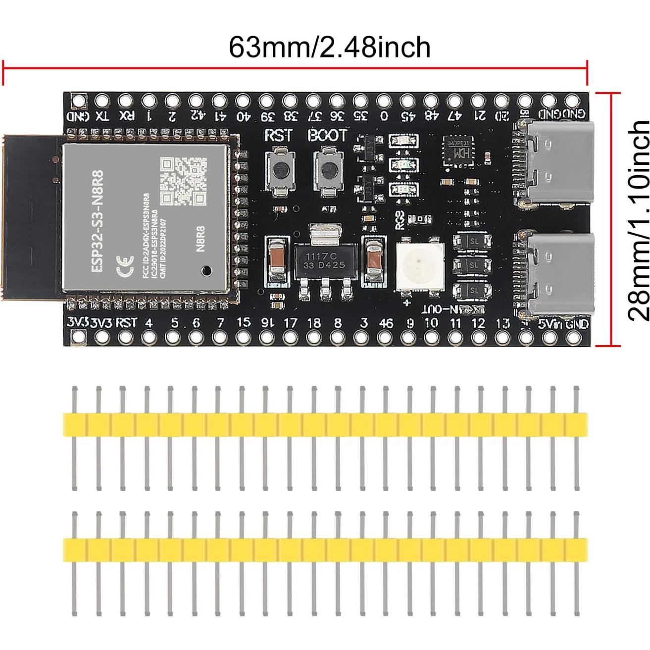 Placa de Desarrollo AITRIP ESP32-S3 N8R8 WiFi + Bluetooth