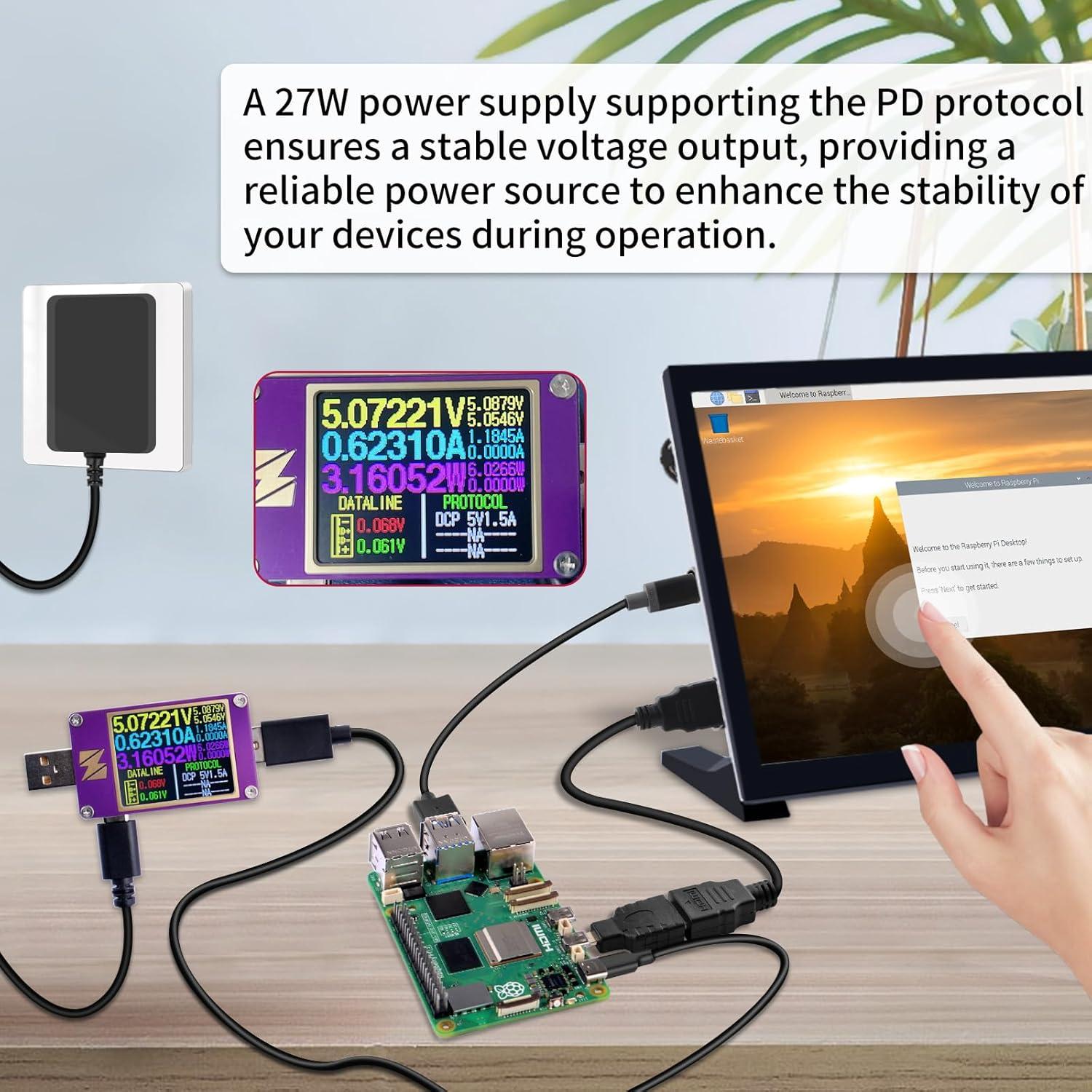 Fuente de Poder USB C 27W GeeekPi para Raspberry Pi 5