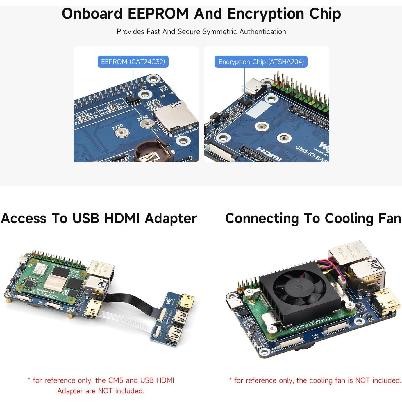 Placa Base Waveshare CM5-IO-BASE-B para Raspberry Pi 5, 4K HDMI