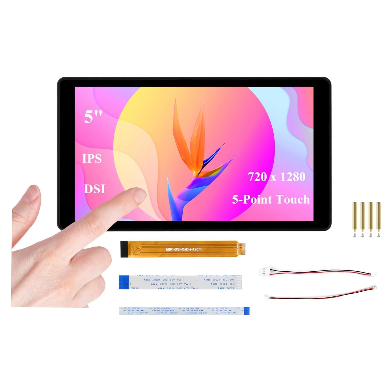 Pantalla Táctil Capacitiva 5" UeeKKoo IPS 720x1280 para Raspberry Pi