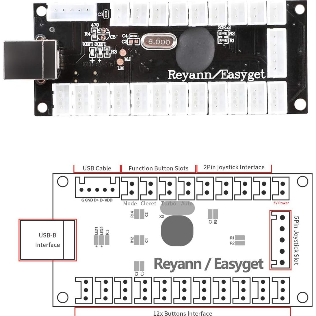 Kit DIY Arcade LED Easyget 2 Jugadores + Codificador USB