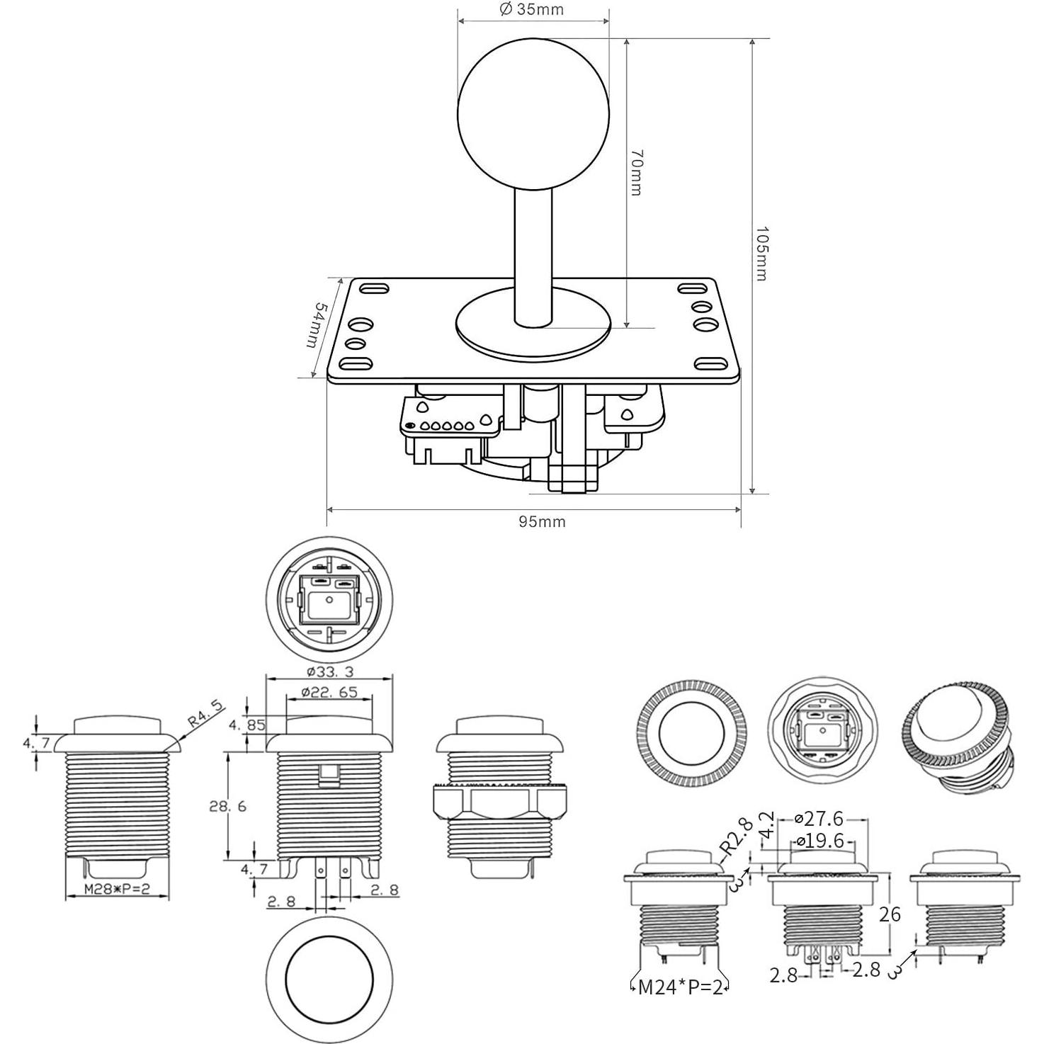 Kit DIY Arcade LED Easyget 2 Jugadores + Codificador USB