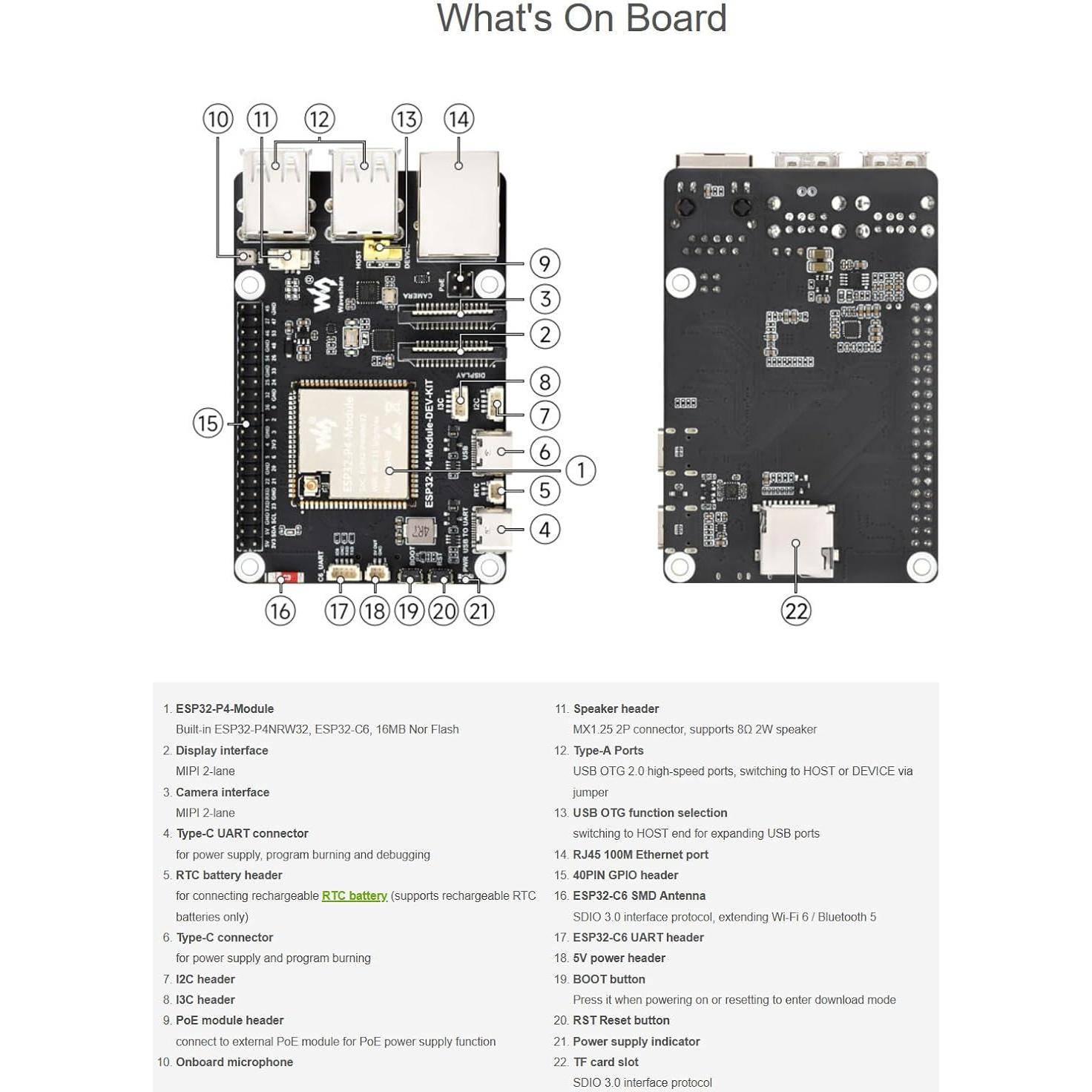 Placa de Desarrollo ESP32-P4-Module XYGStudy Wi-Fi 6 Bluetooth 5