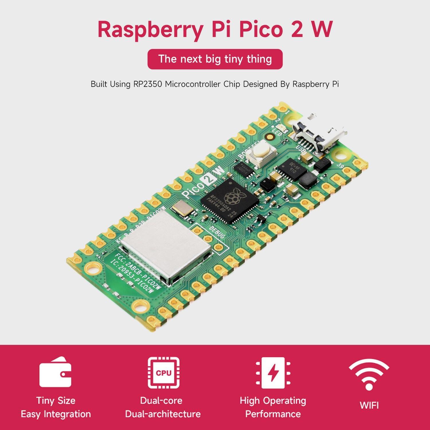 Placa Microcontrolador Waveshare Raspberry Pi Pico 2 W 60g