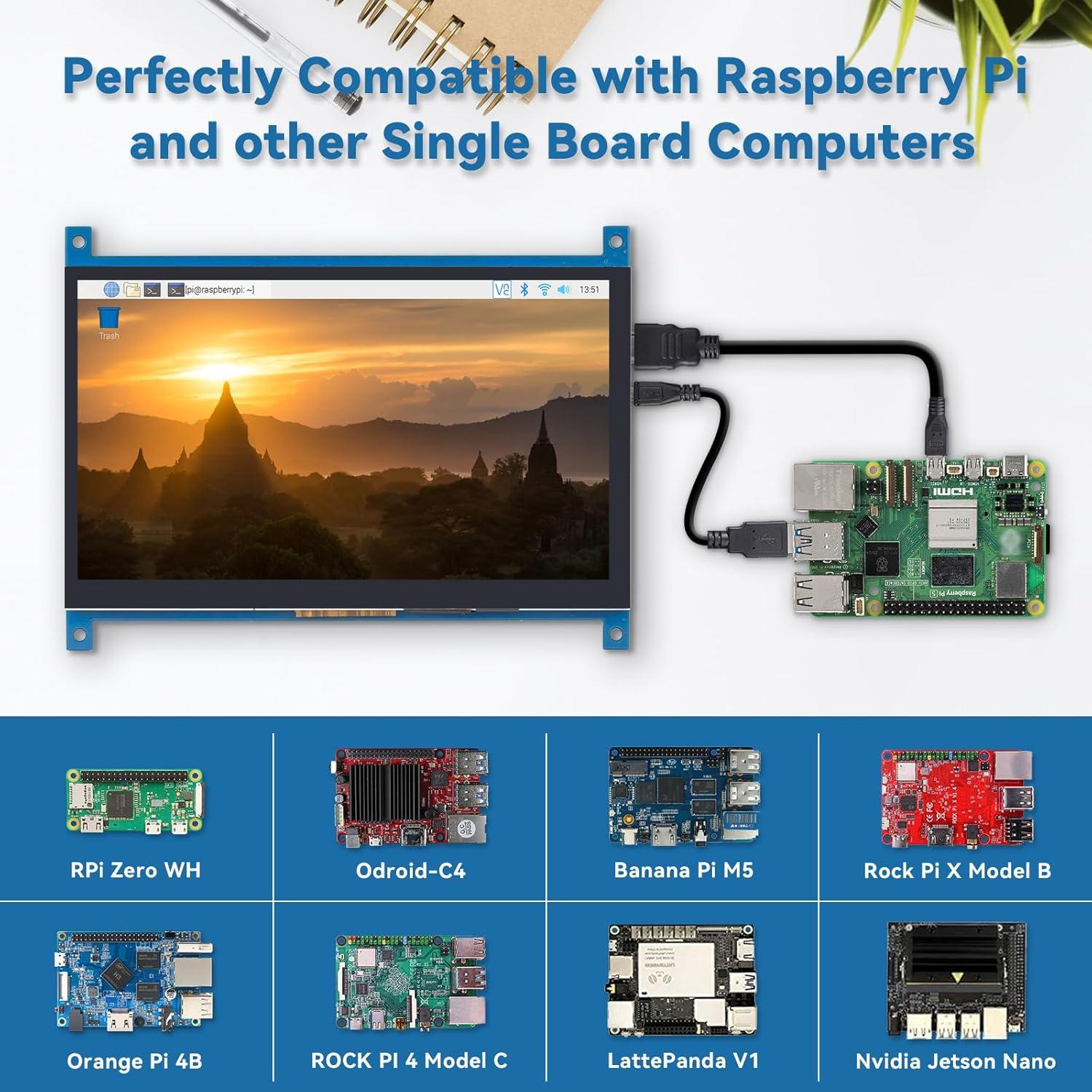 Pantalla Táctil 7" SunFounder TS-7 HDMI 1024x600 IPS