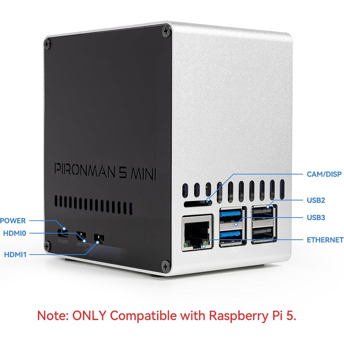 Caja Mini PC Pironman 5-Mini SunFounder para Raspberry Pi 5