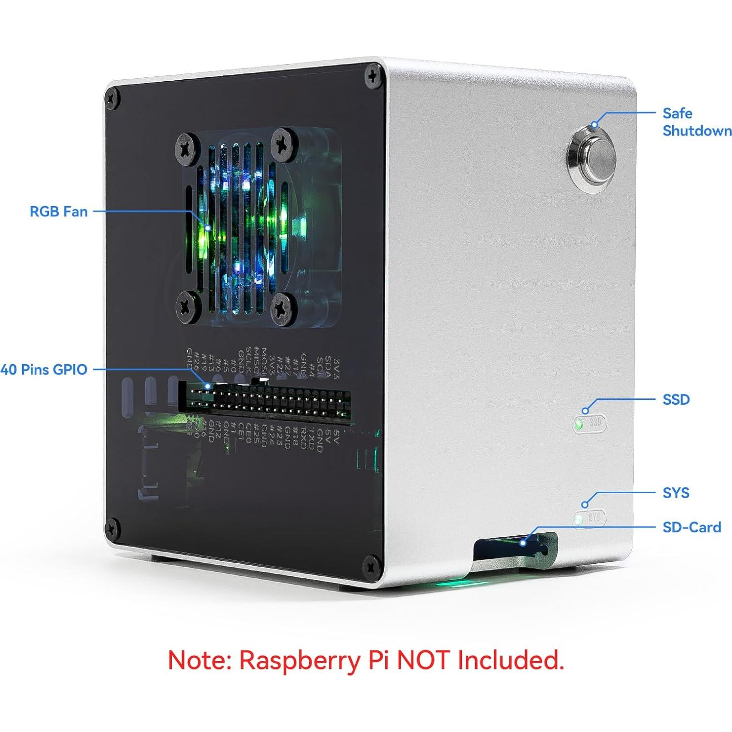 Caja Mini PC Pironman 5-Mini SunFounder para Raspberry Pi 5