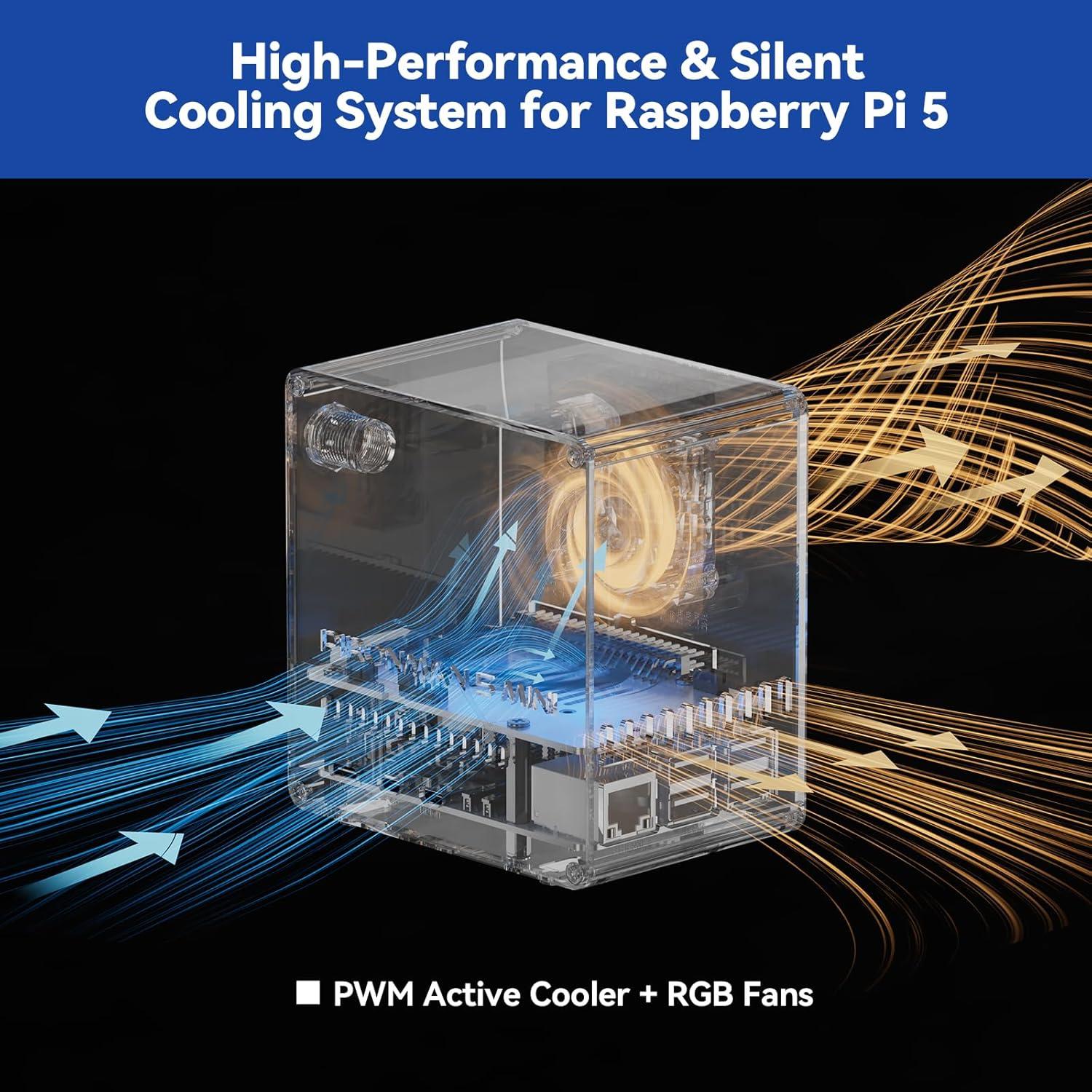 Caja Mini PC Pironman 5-Mini SunFounder para Raspberry Pi 5