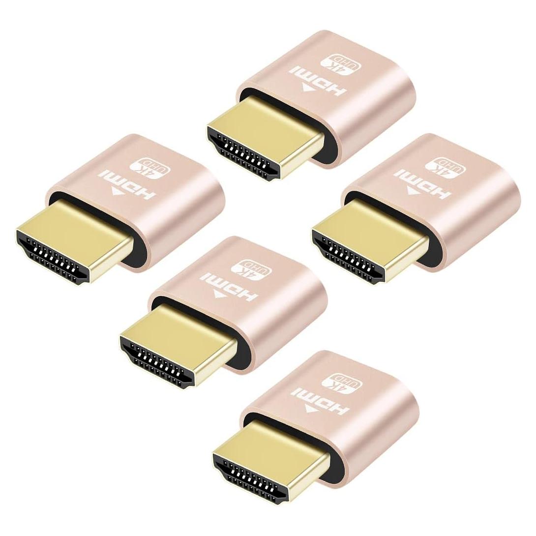 Adaptador HDMI Dummy 4K DTECH 5 Paquetes para PC y Mac