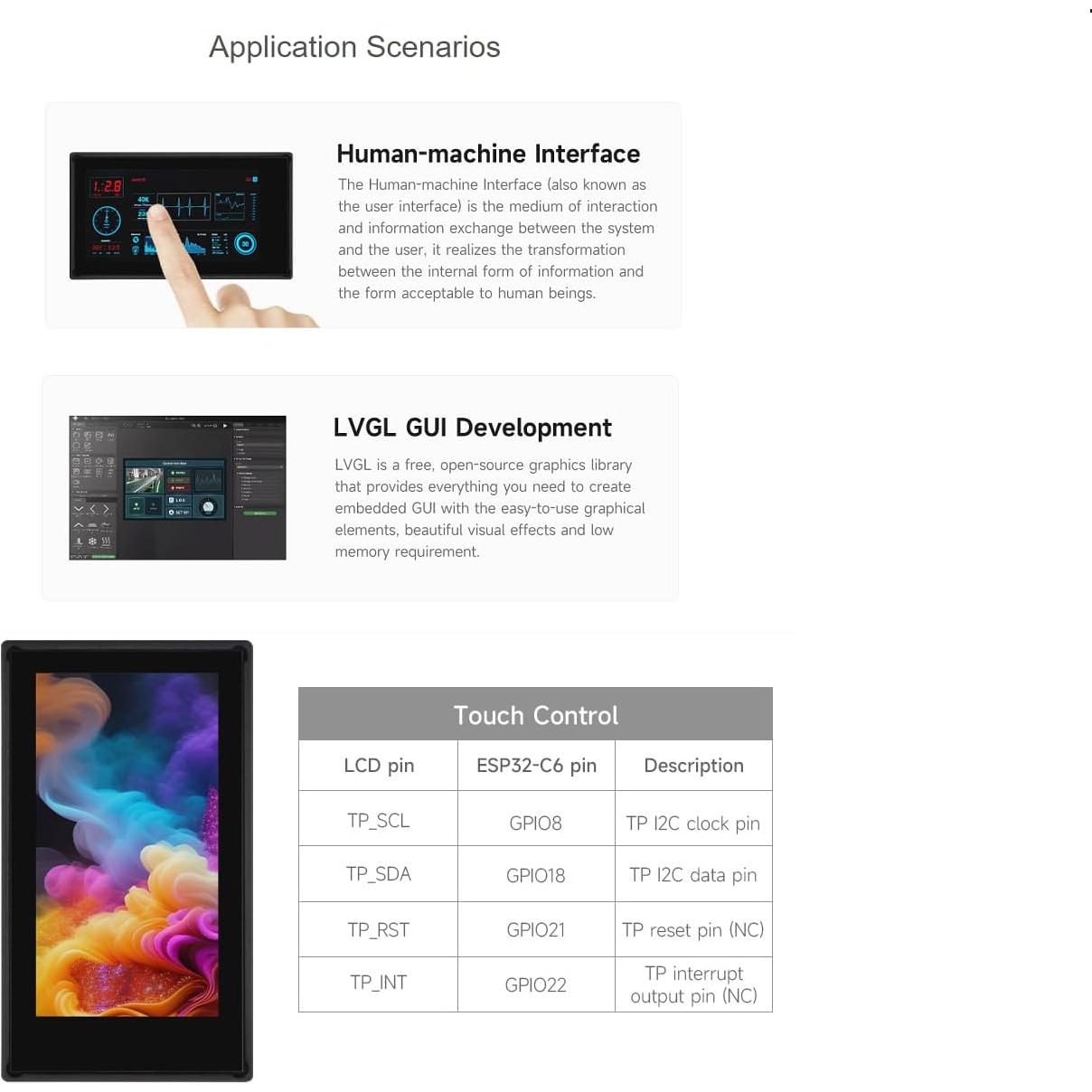 Placa de Desarrollo Waveshare ESP32-C6 1.9" LCD Táctil 170x320