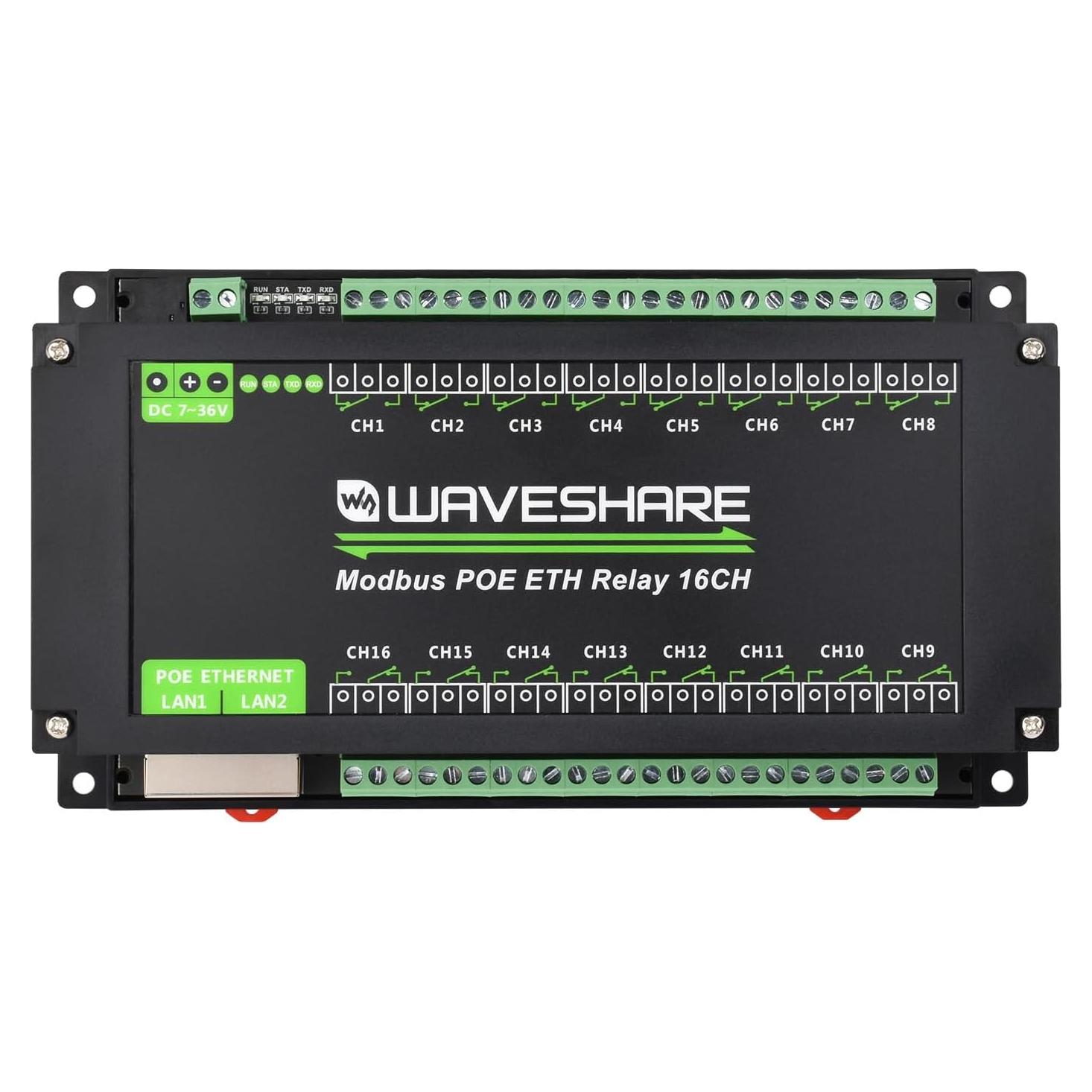 Módulo Ethernet 16 Canales Waveshare Modbus POE Industrial