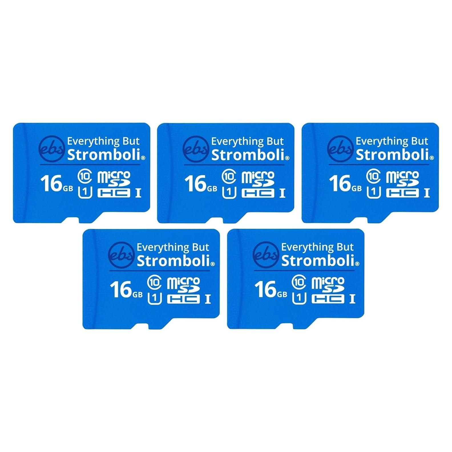 Paquete de 5 Tarjetas MicroSD 16GB Todo Menos Stromboli Clase 10