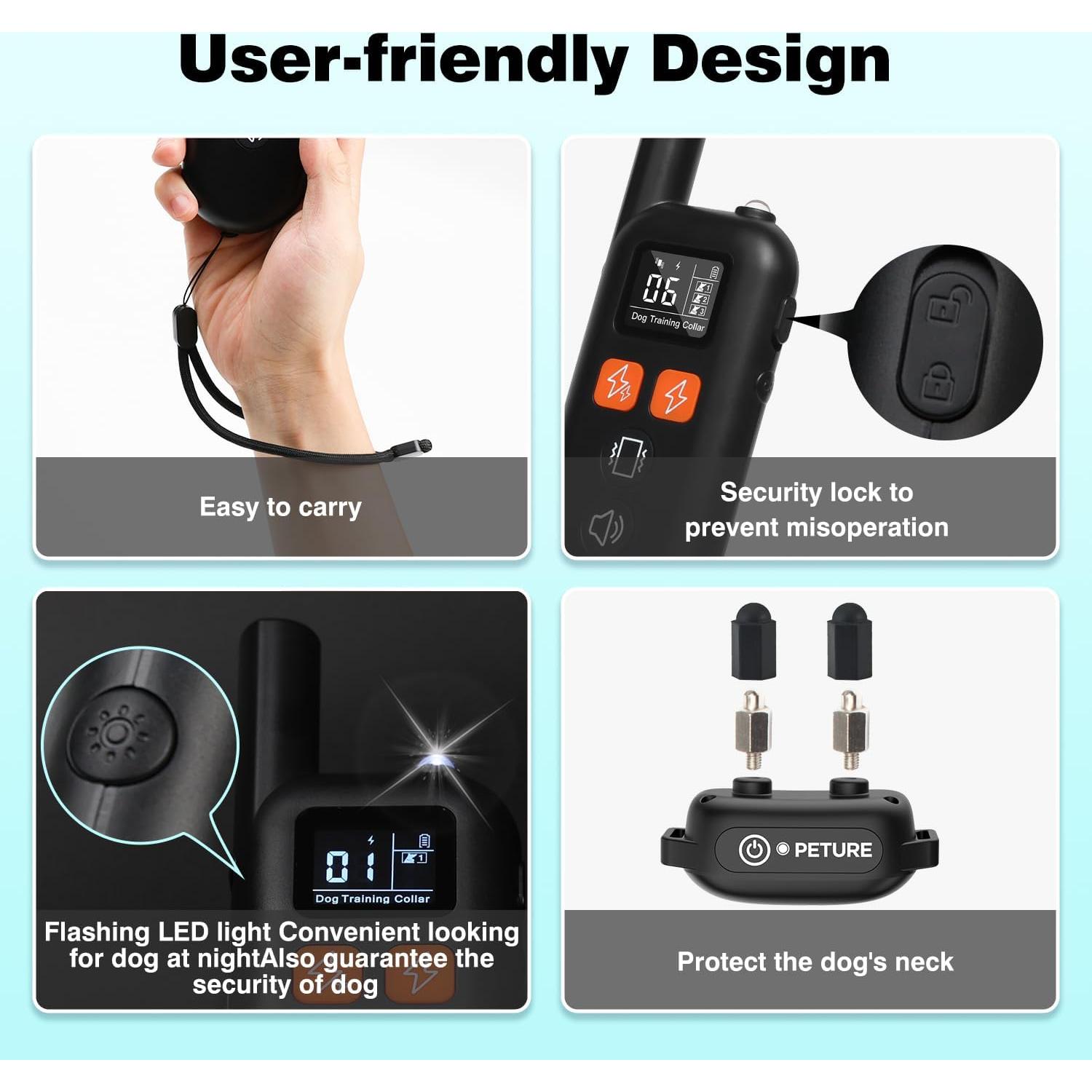 Collar de Entrenamiento Peture 1000m IPX7 4 Modos Ajustable