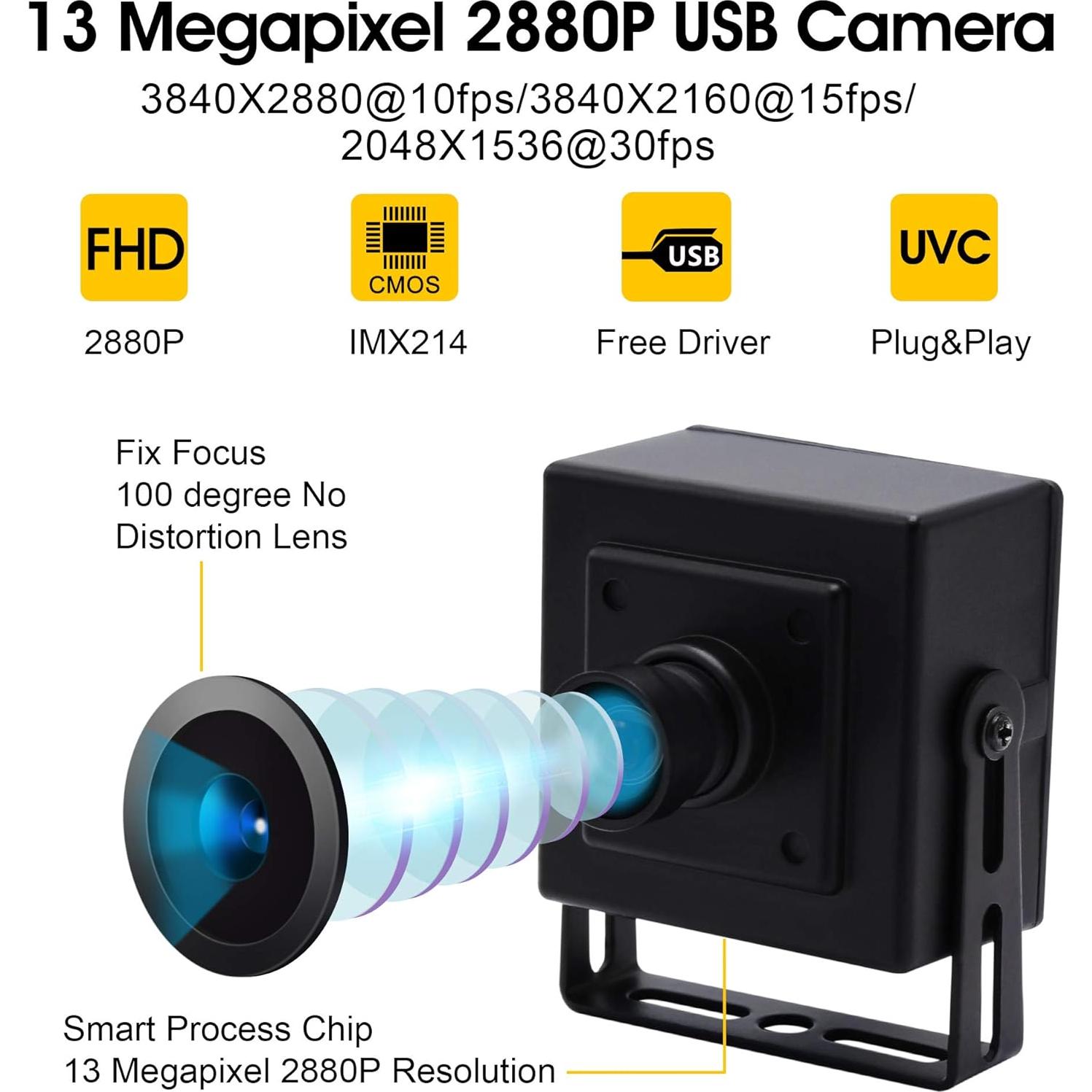 Cámara USB 13MP IEights Gran Angular 100 Grados Webcam