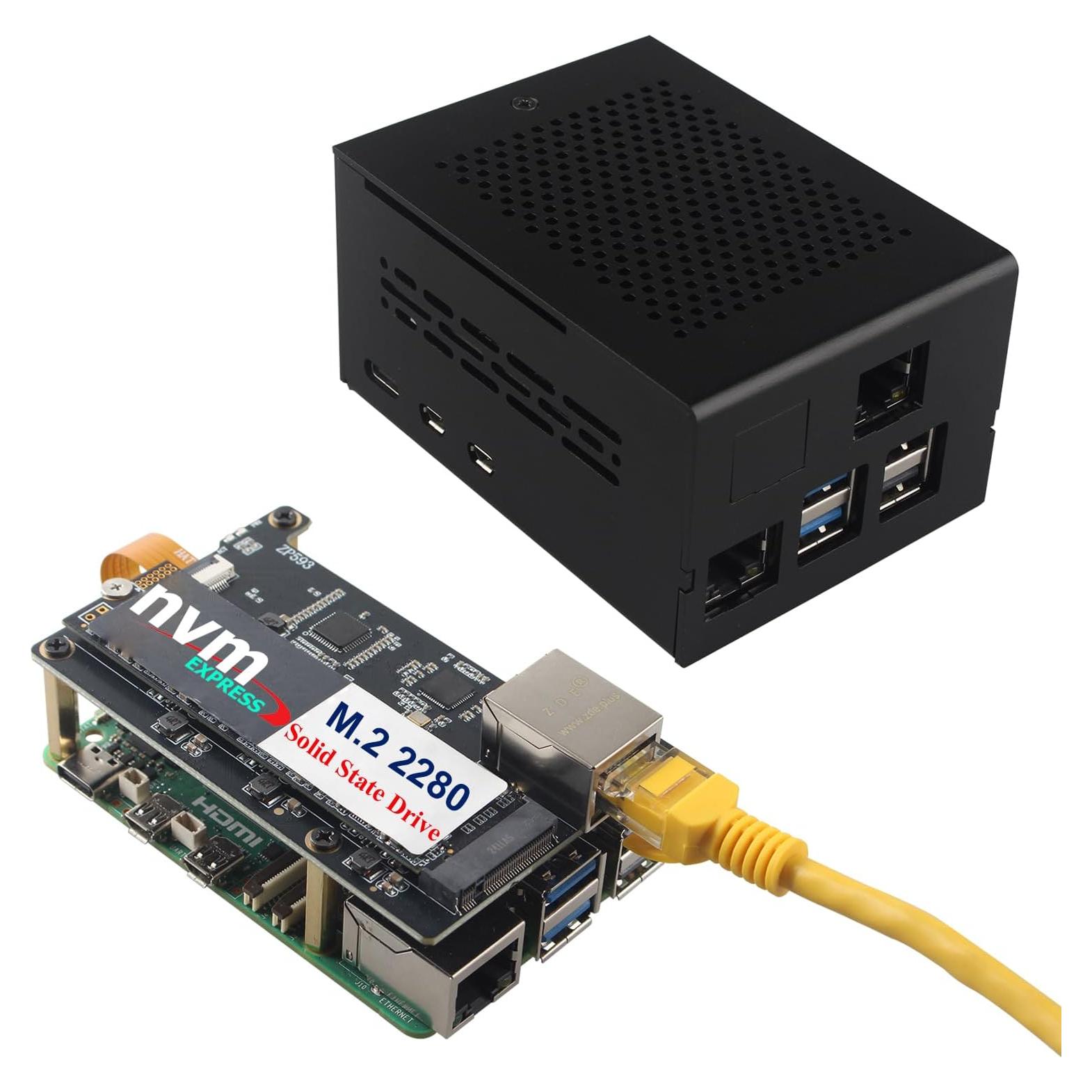 Placa de Expansión ZDE ZP593 PCIe con Caja Aluminio ZC506 para Raspberry Pi 5