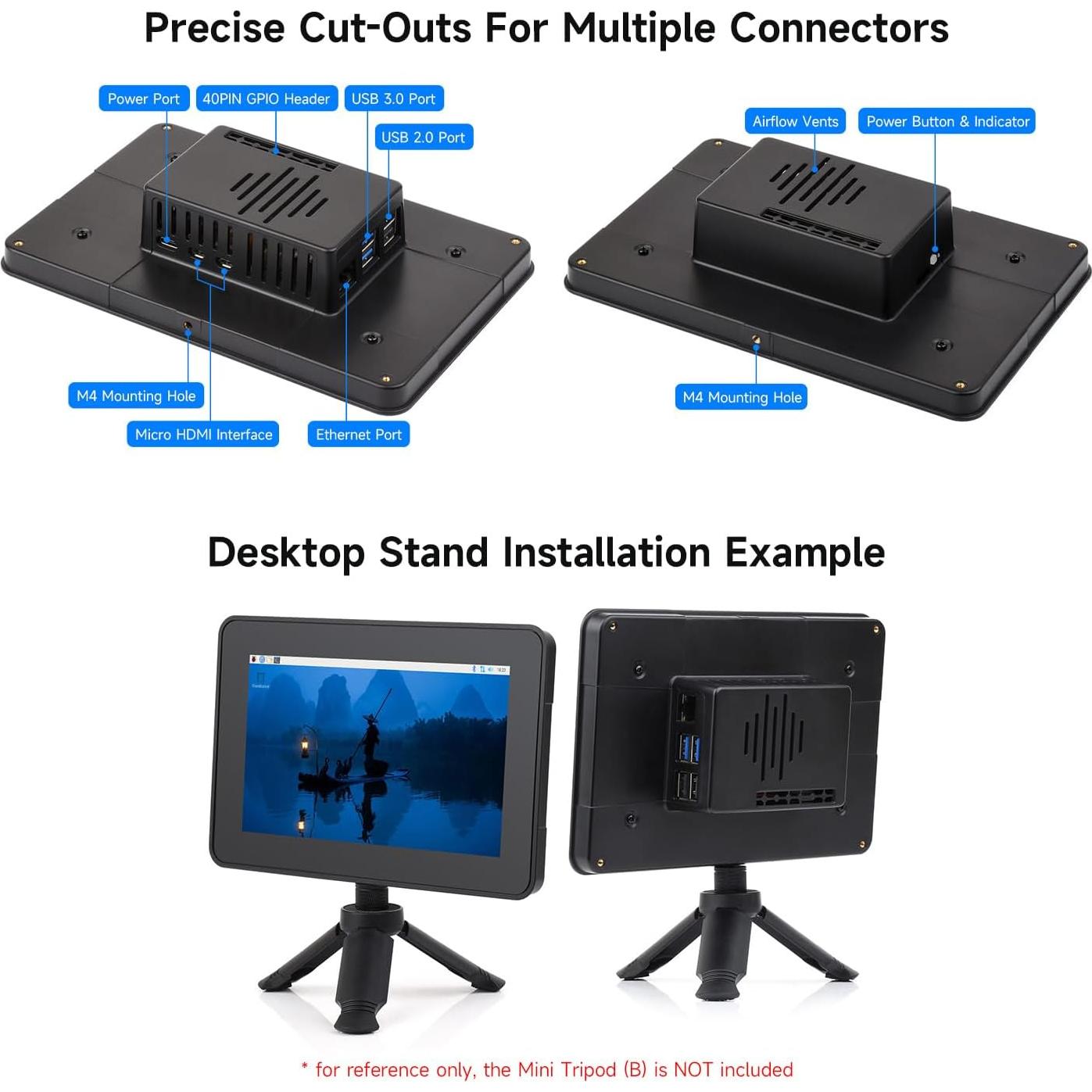 Funda Protectora Waveshare PI5-CASE-TD2 para Pantalla 7" RPi
