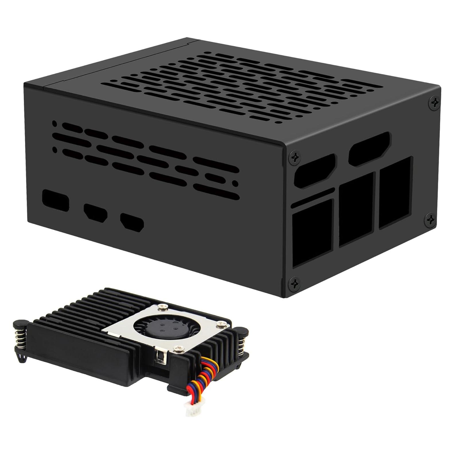 Caja de Metal Geekworm X1301-C1 con Enfriador H505 para Raspberry Pi 5