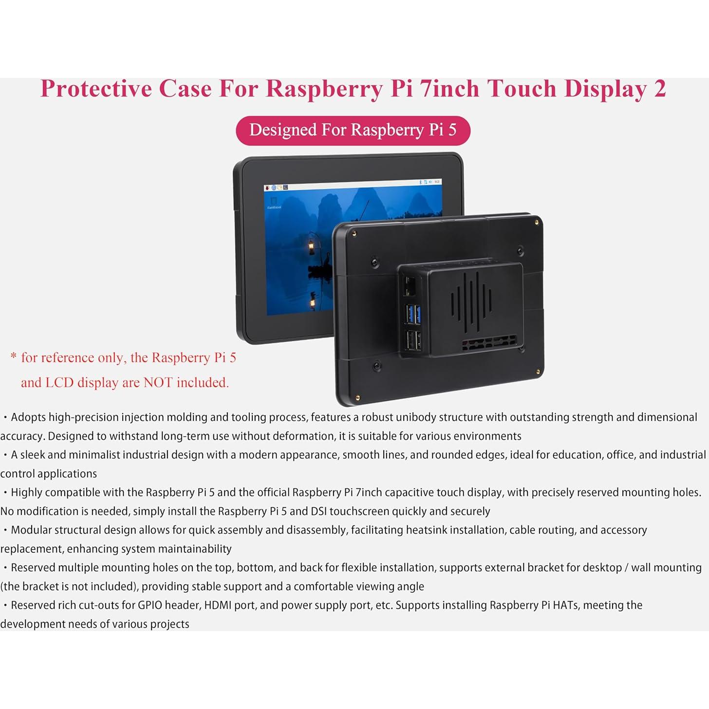 Funda Protectora Raspberry Pi 5 y Pantalla Táctil 7"