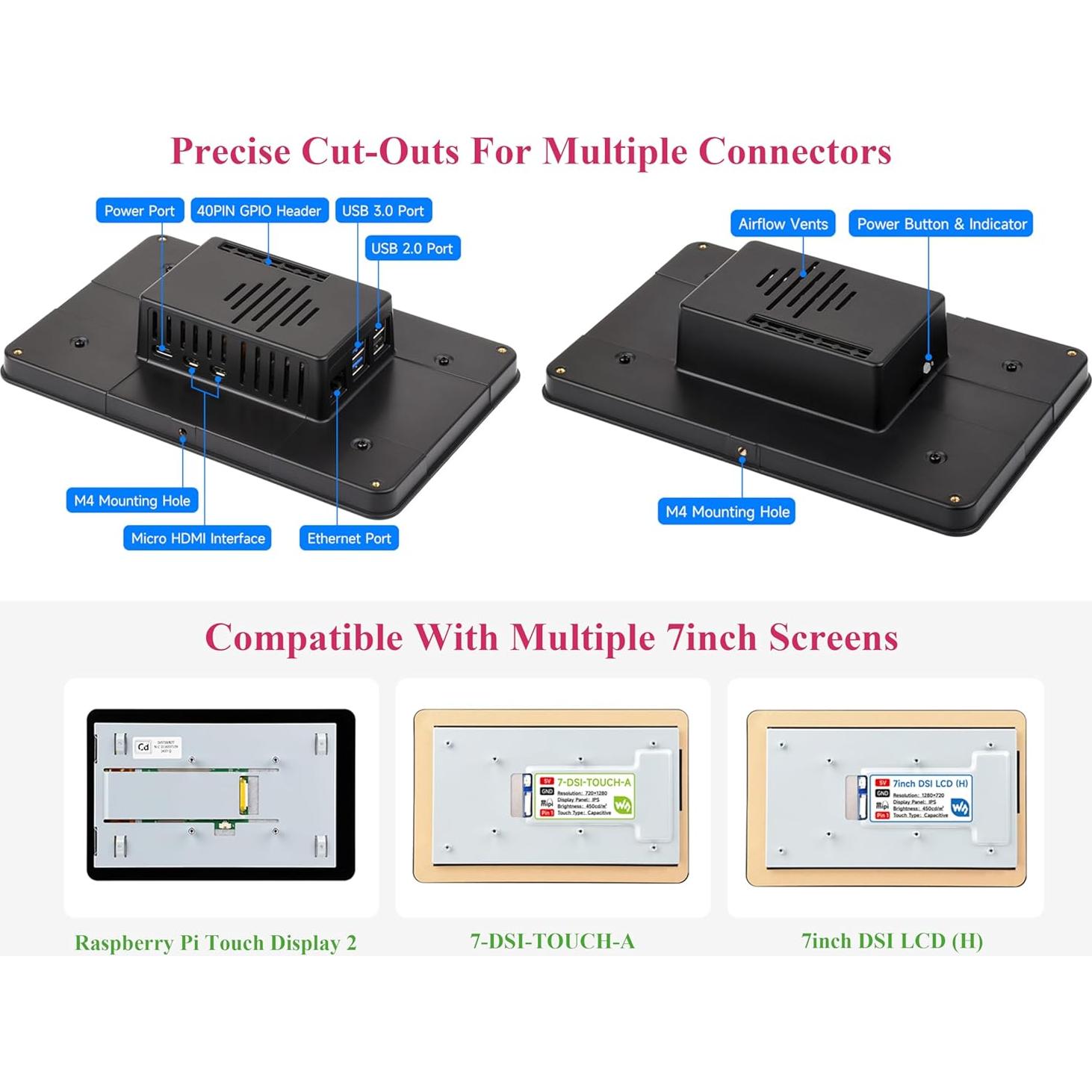 Funda Protectora Raspberry Pi 5 y Pantalla Táctil 7"