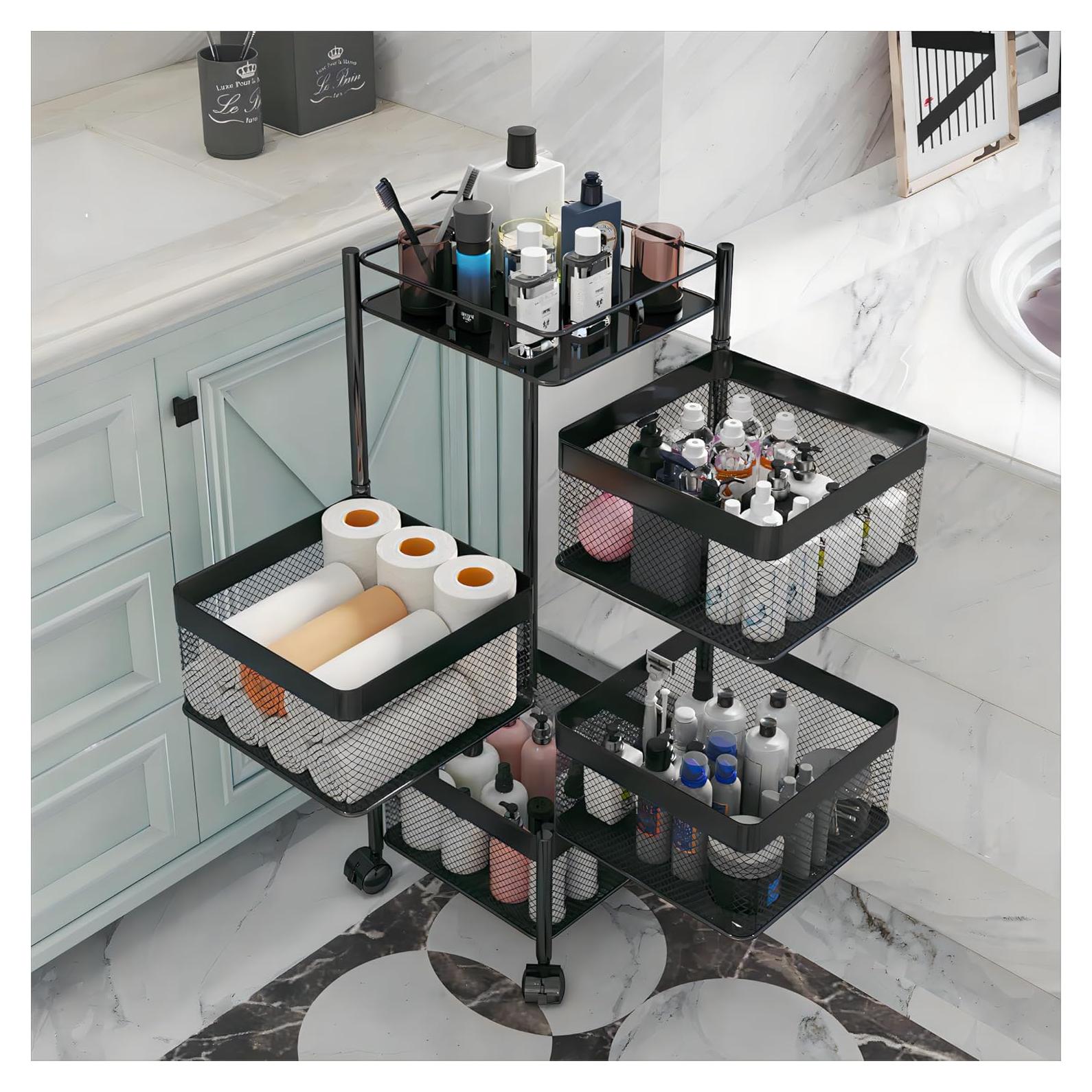 Estante de Almacenamiento Rotatorio xinyourui 4 Niveles Negro