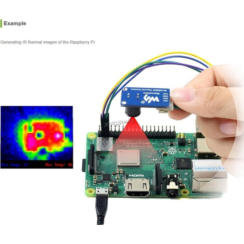 Cámara Térmica MLX90640-D55 32x24 píxeles I2C Raspberry Pi