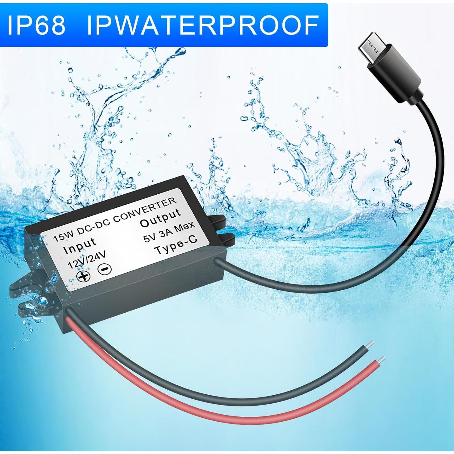 Convertidor Buck 12V/24V a 5V 3A USB Tipo-C Petutu