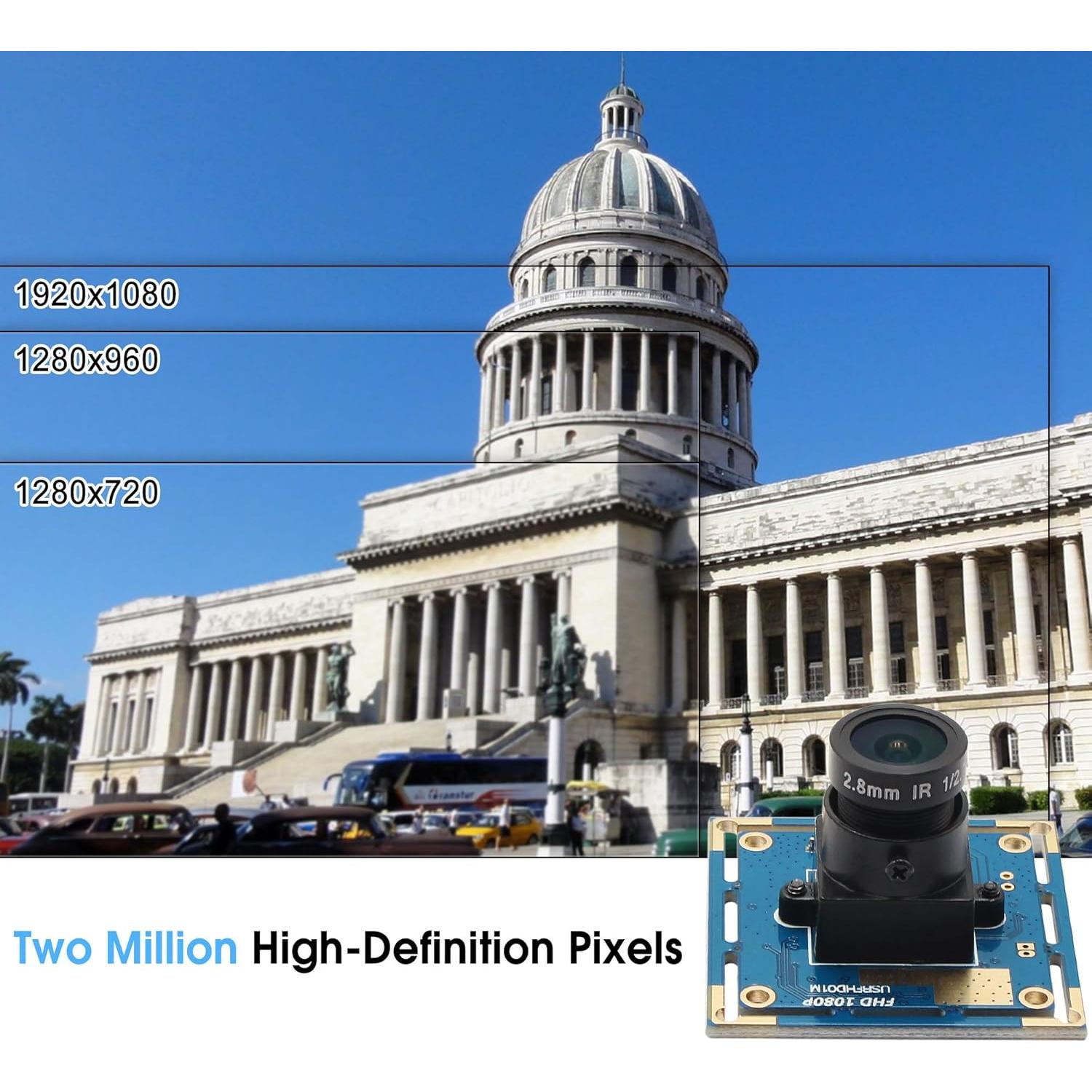 Cámara USB ELP 1080P Gran Angular 2.8mm 60fps para PC