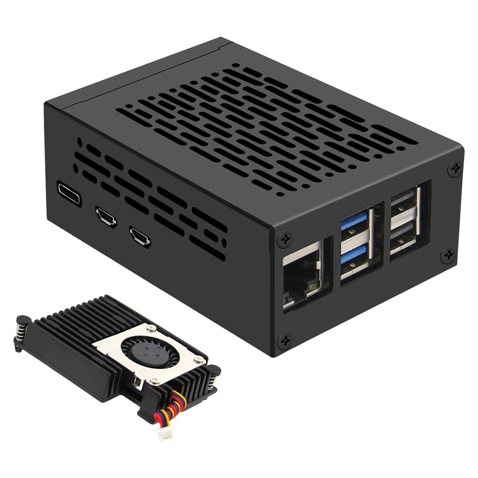 Caja de Metal Geekworm P580+ con Enfriador Activo H505 para Raspberry Pi 5