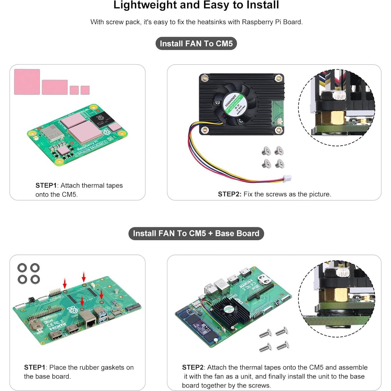 Ventilador de Enfriamiento 5V PWM para Raspberry Pi CM5 - Bajo Ruido