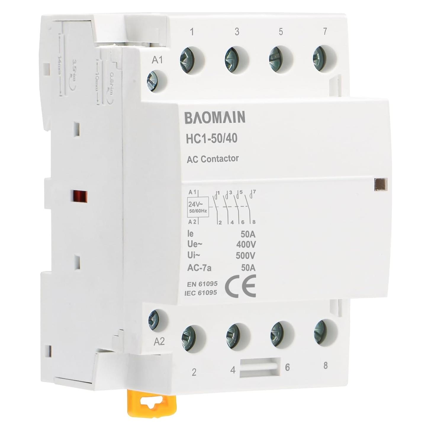 Contactor Baomain 24V AC 50A 4 Polos Normalmente Abierto