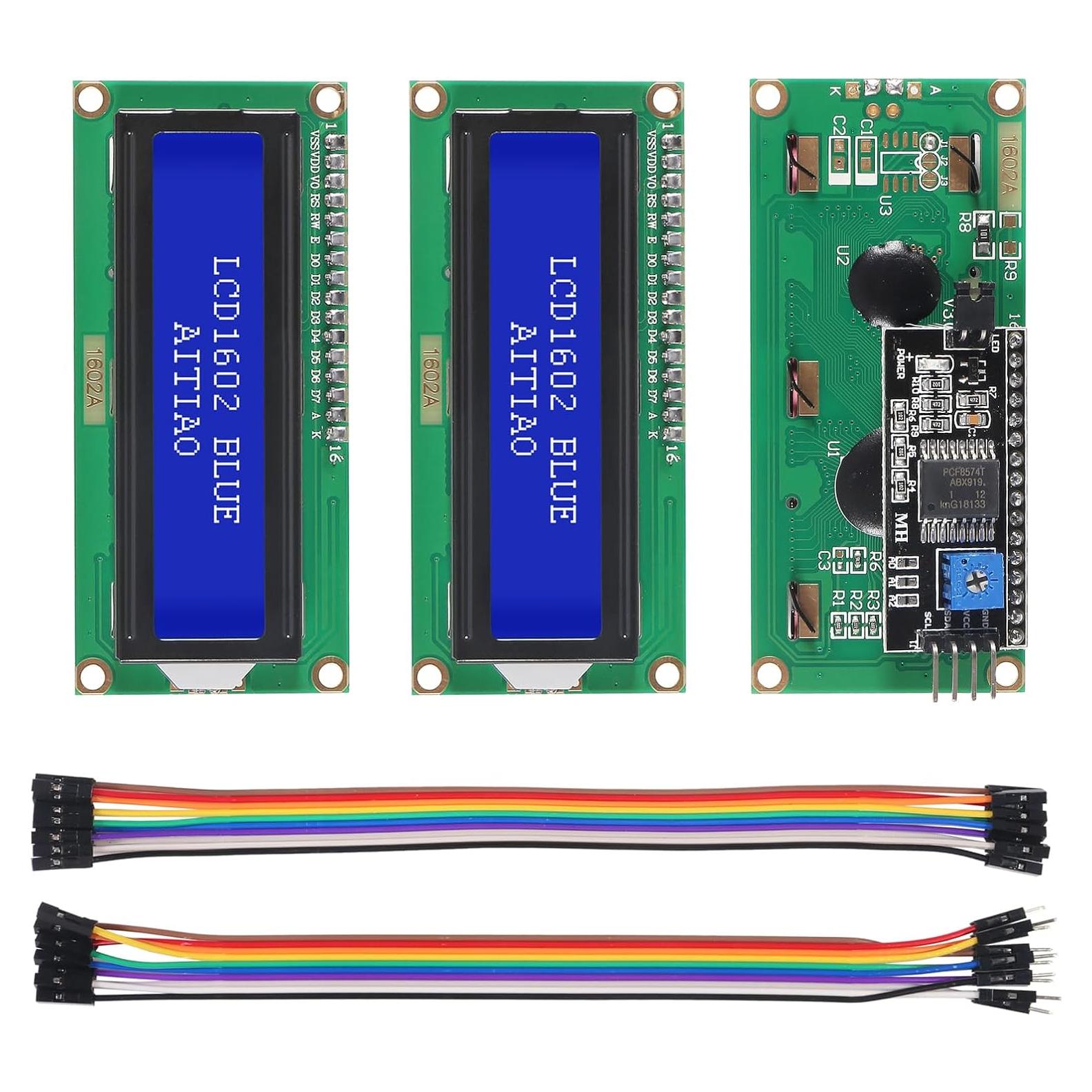 Paquete de 3 Módulos LCD 1602 I2C AITIAO Pantalla Azul