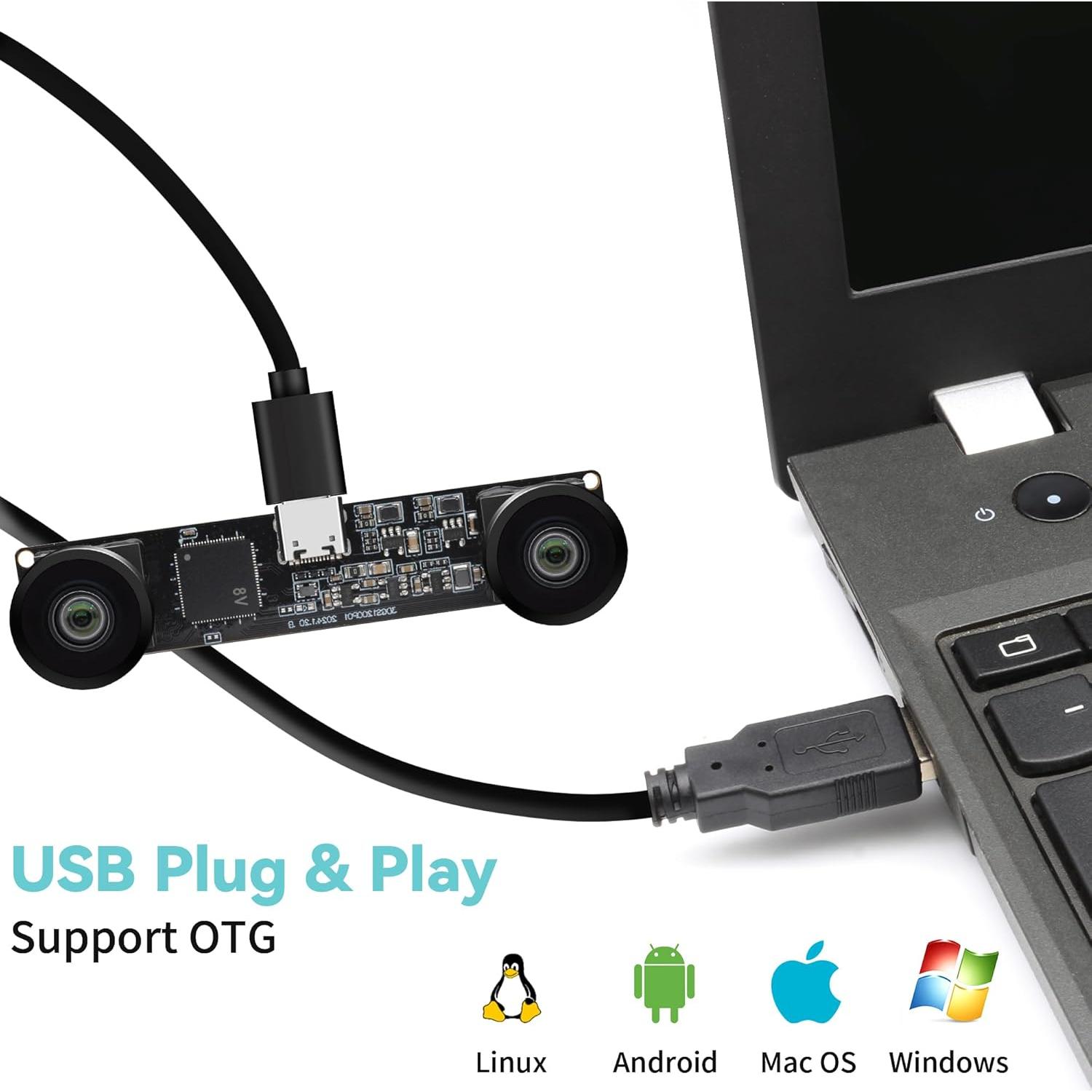 Cámara Estéreo USB 1200P MMlove con Lentes Duales 60FPS