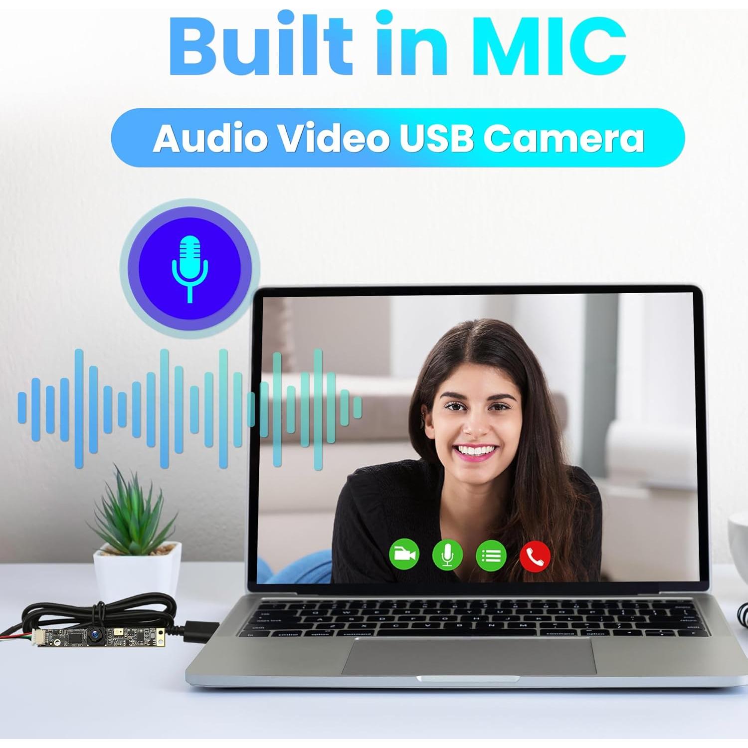 Cámara USB 8MP IFWATER con Micrófono y Lente 105 Grados