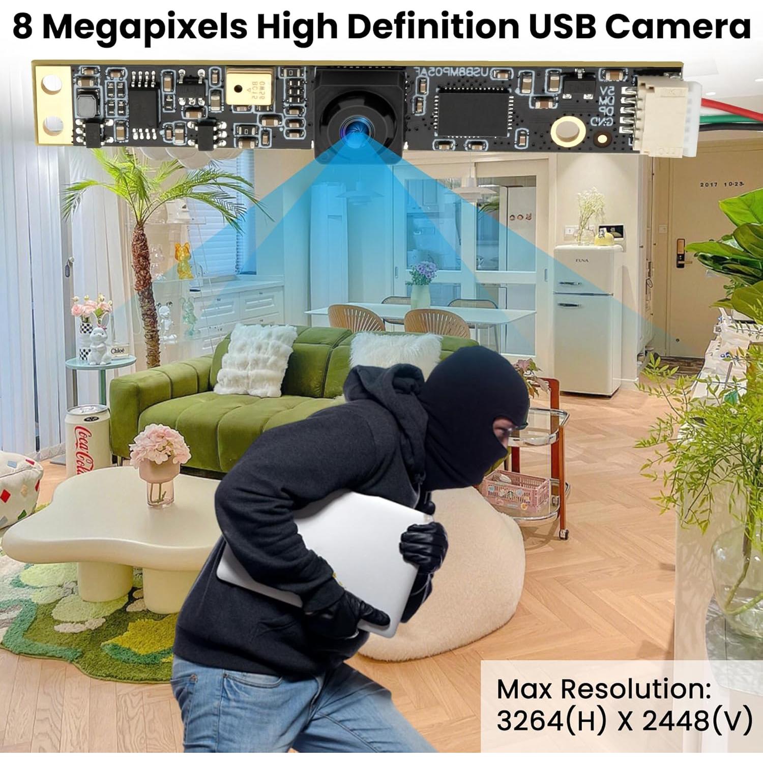 Cámara USB 8MP IFWATER con Micrófono y Lente 105 Grados