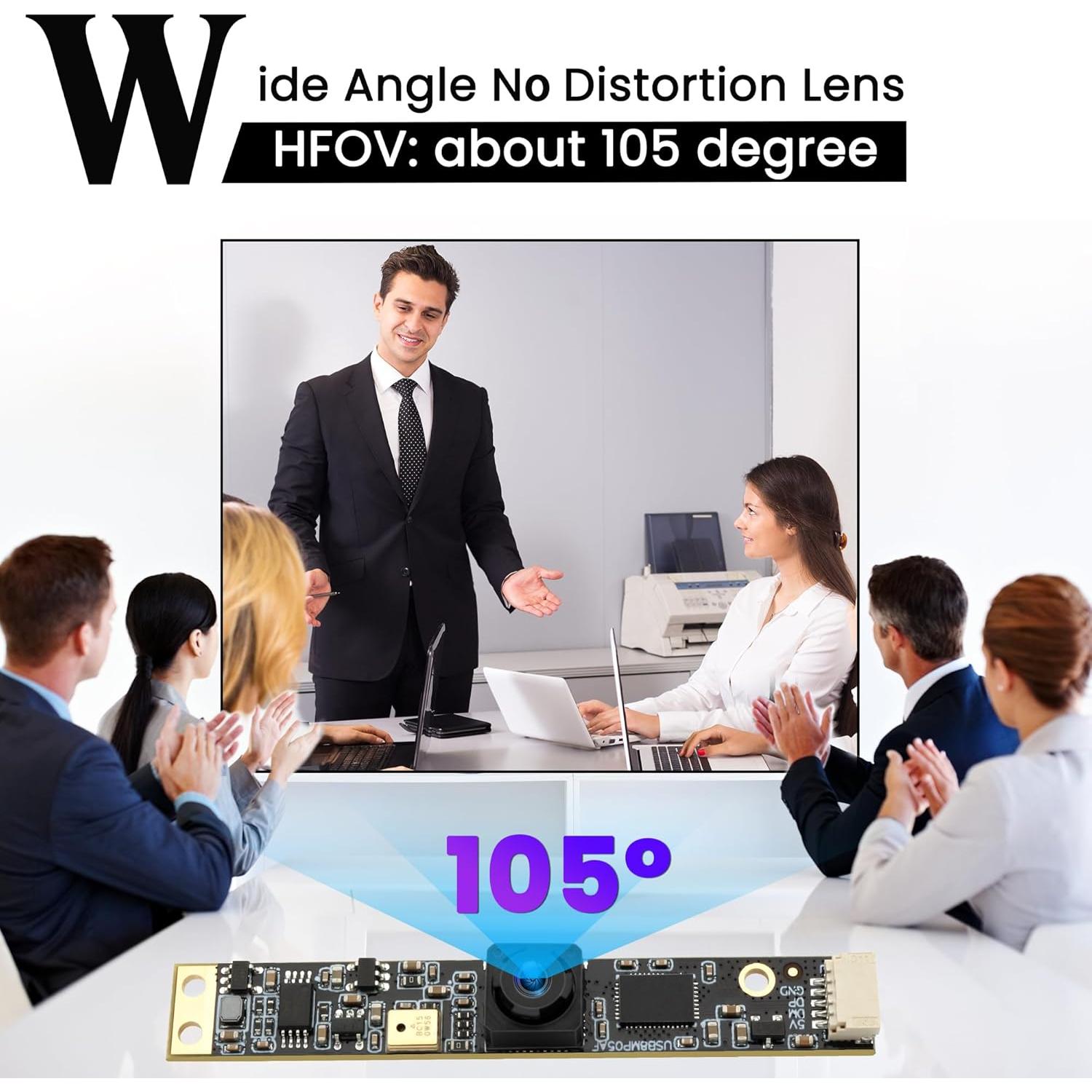 Cámara USB 8MP IFWATER con Micrófono y Lente 105 Grados