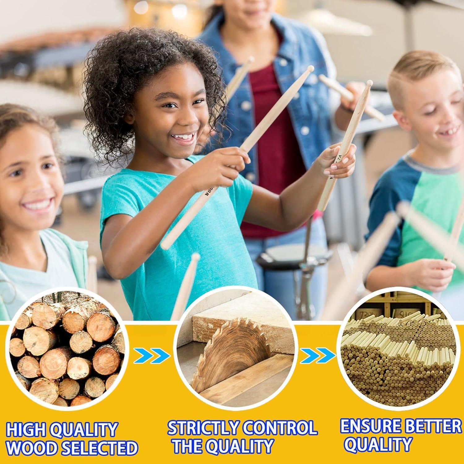 Baquetas 7A WOGOD para Niños de Madera de Arce - 39.2 cm