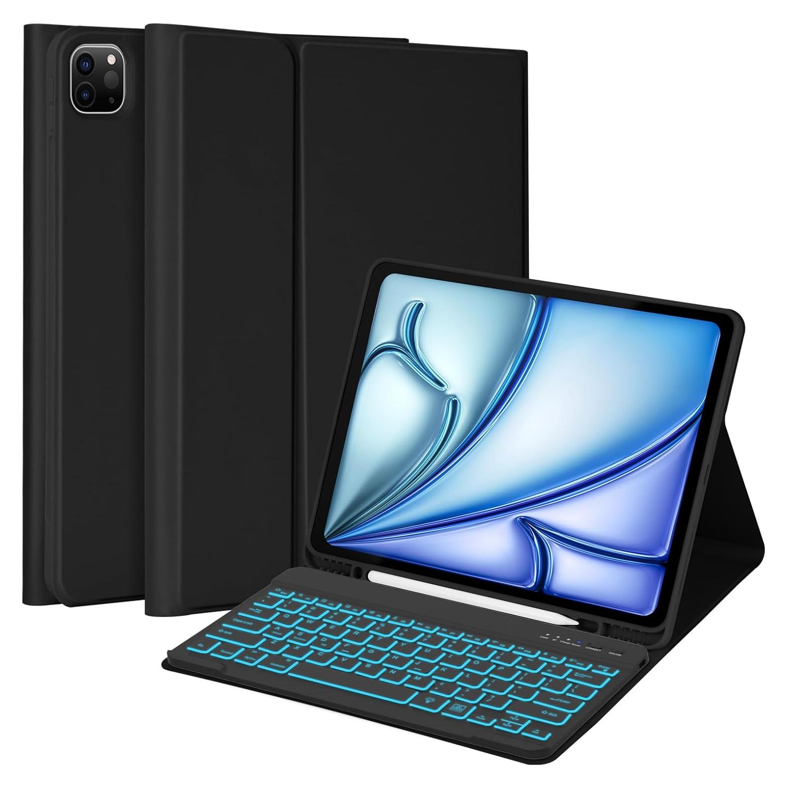 Funda con Teclado Bluetooth MMK para iPad Air 33 cm y Pro 32.8 cm - Negro