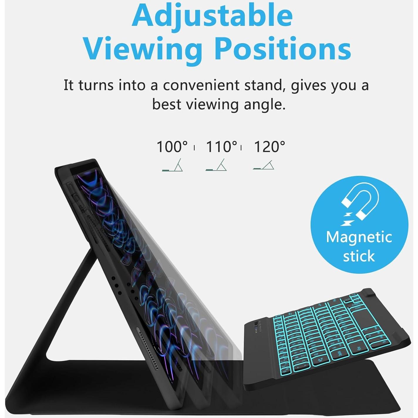 Funda con Teclado Bluetooth MMK para iPad Air 33 cm y Pro 32.8 cm - Negro