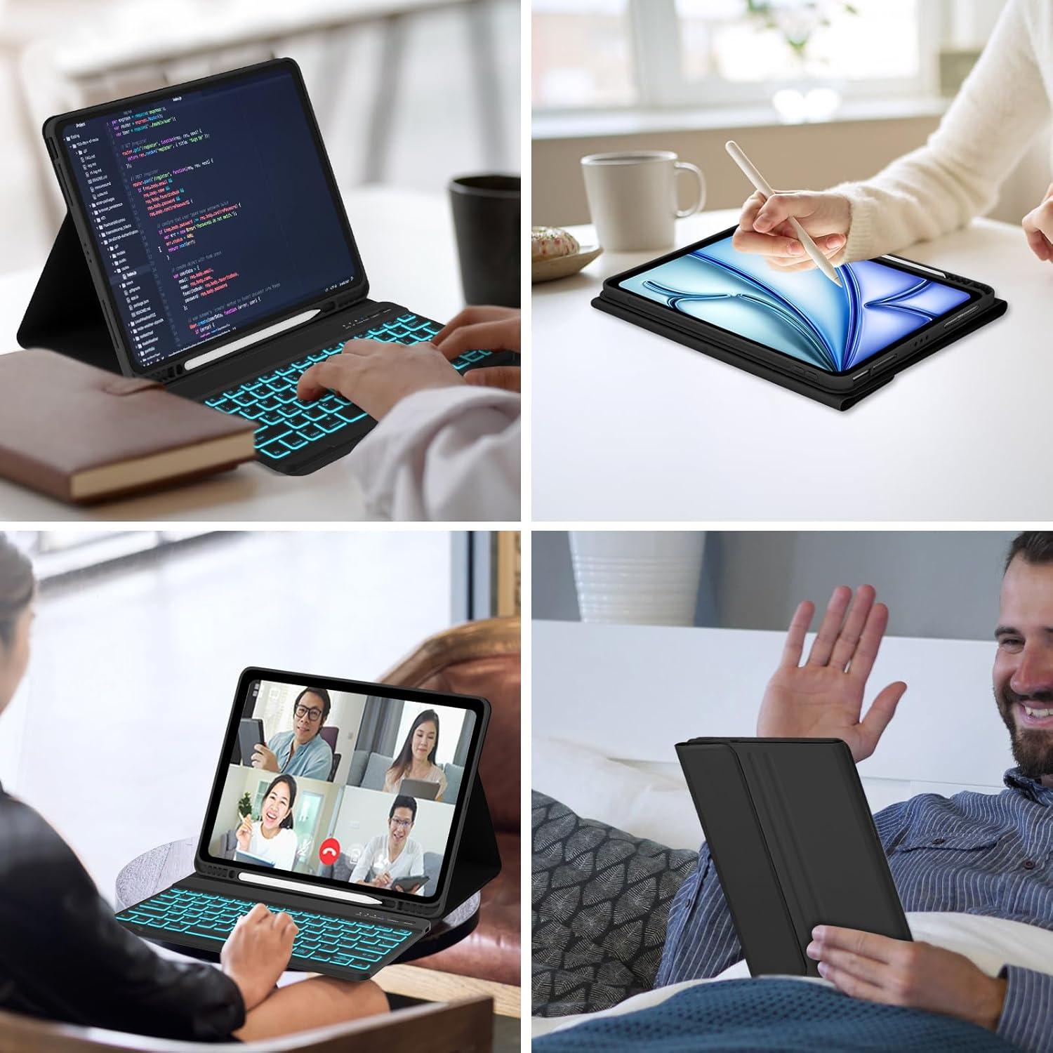 Funda con Teclado Bluetooth MMK para iPad Air 33 cm y Pro 32.8 cm - Negro