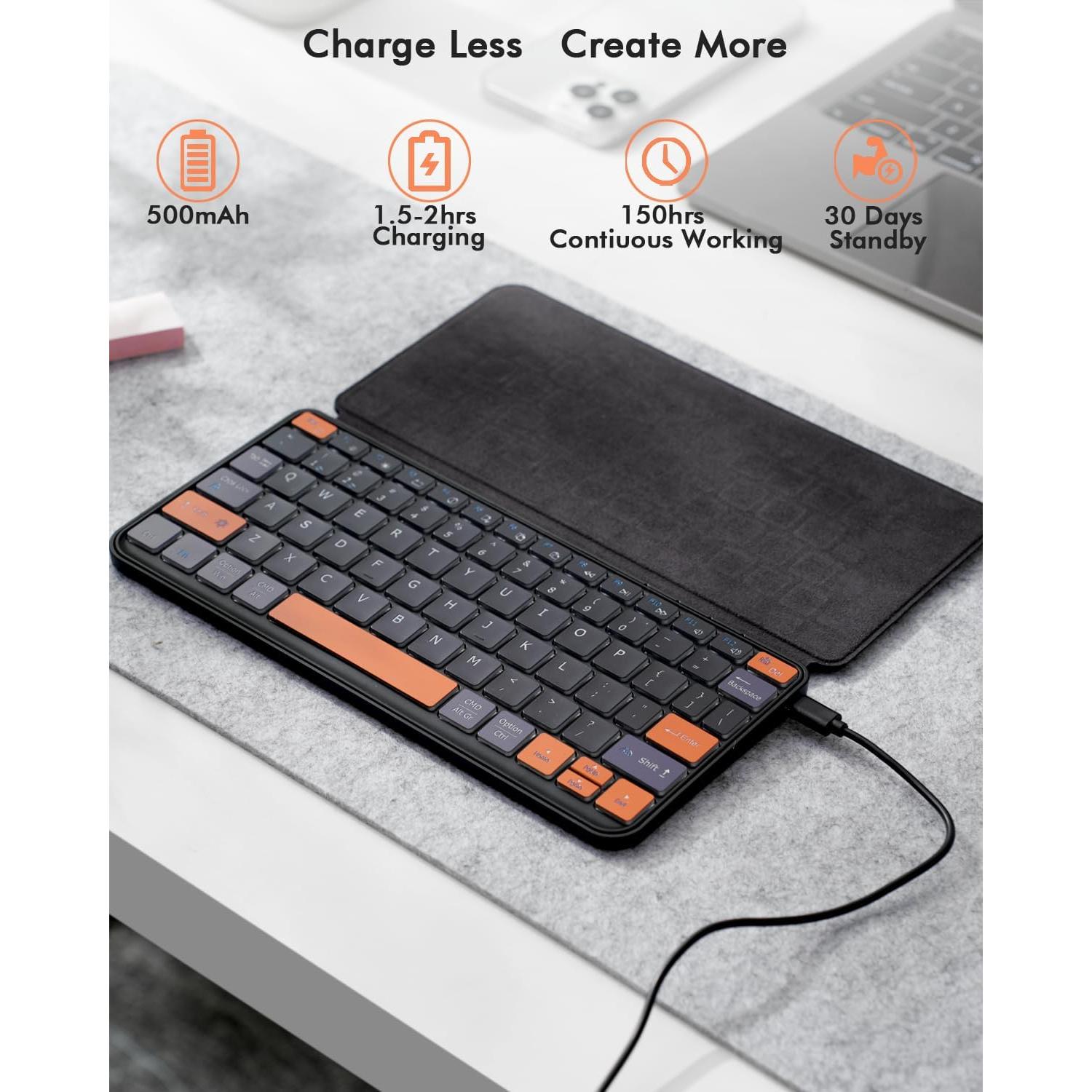 Teclado Inalámbrico Bluetooth Doohoeek con Retroiluminación 7 Colores