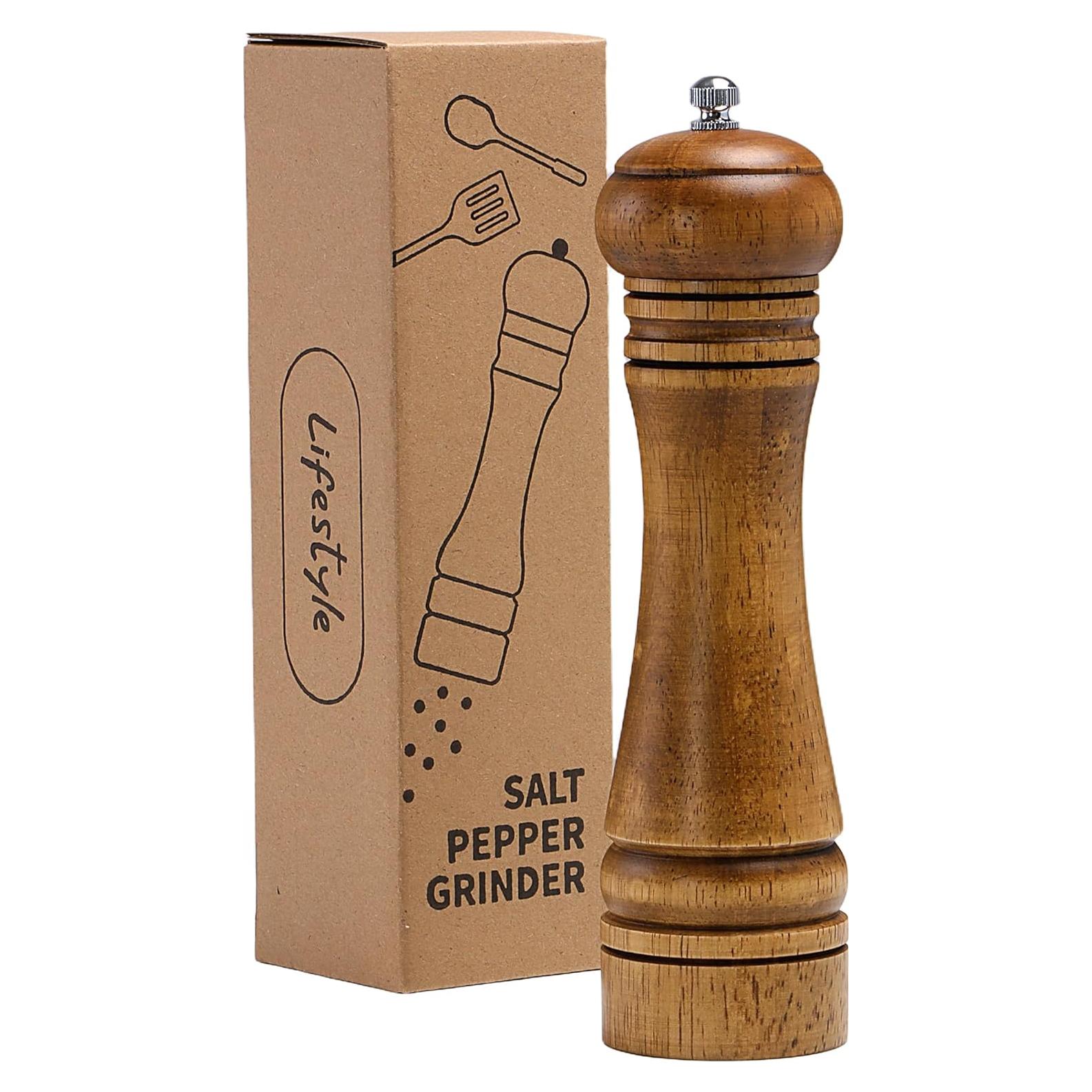 Molino de Sal y Pimienta M JINGMEI de Roble 20.32 cm Ajustable